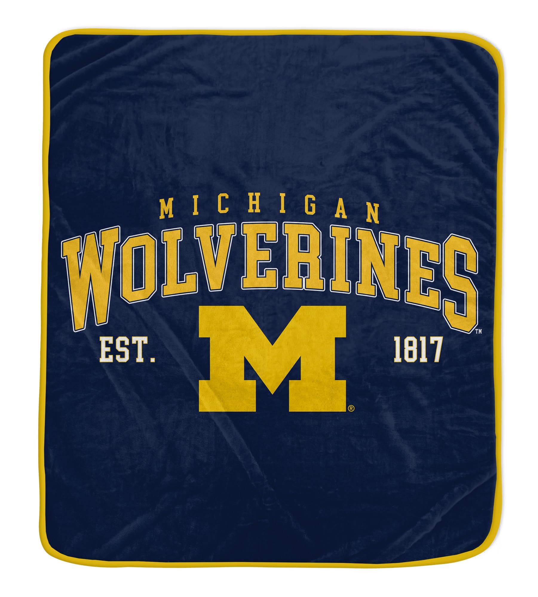 NCAA Michigan Wolverines Vintage Arch Block Ultra Soft Blanket - Sports Gifts, Sports Memorabilia, Sports Collectibles, Fan Shop
