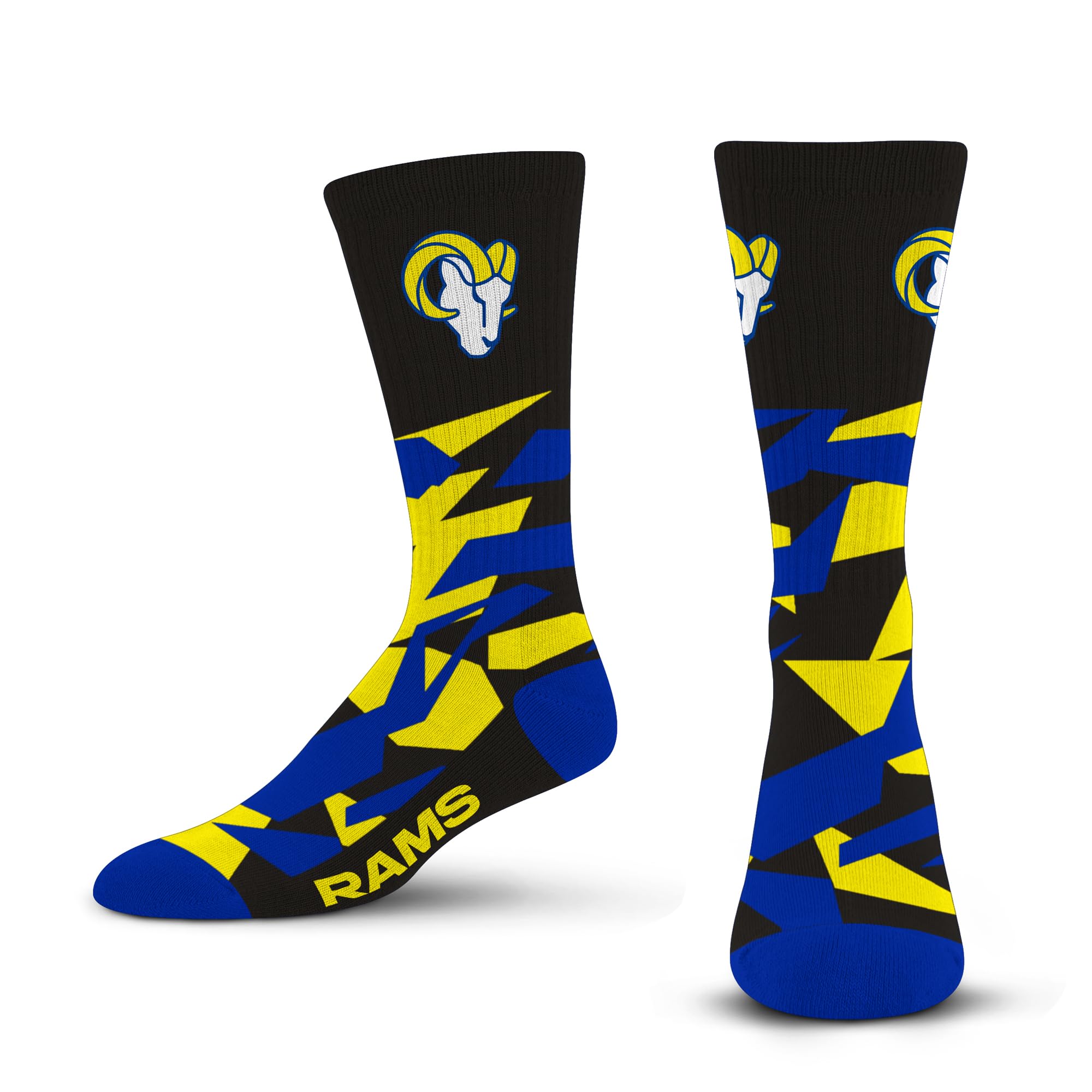 For Bare Feet NFL LOS ANGELES RAMS Shattered Camo Crew Sock Team Color Large - Sports Gifts, Sports Memorabilia, Sports Collectibles, Fan Shop