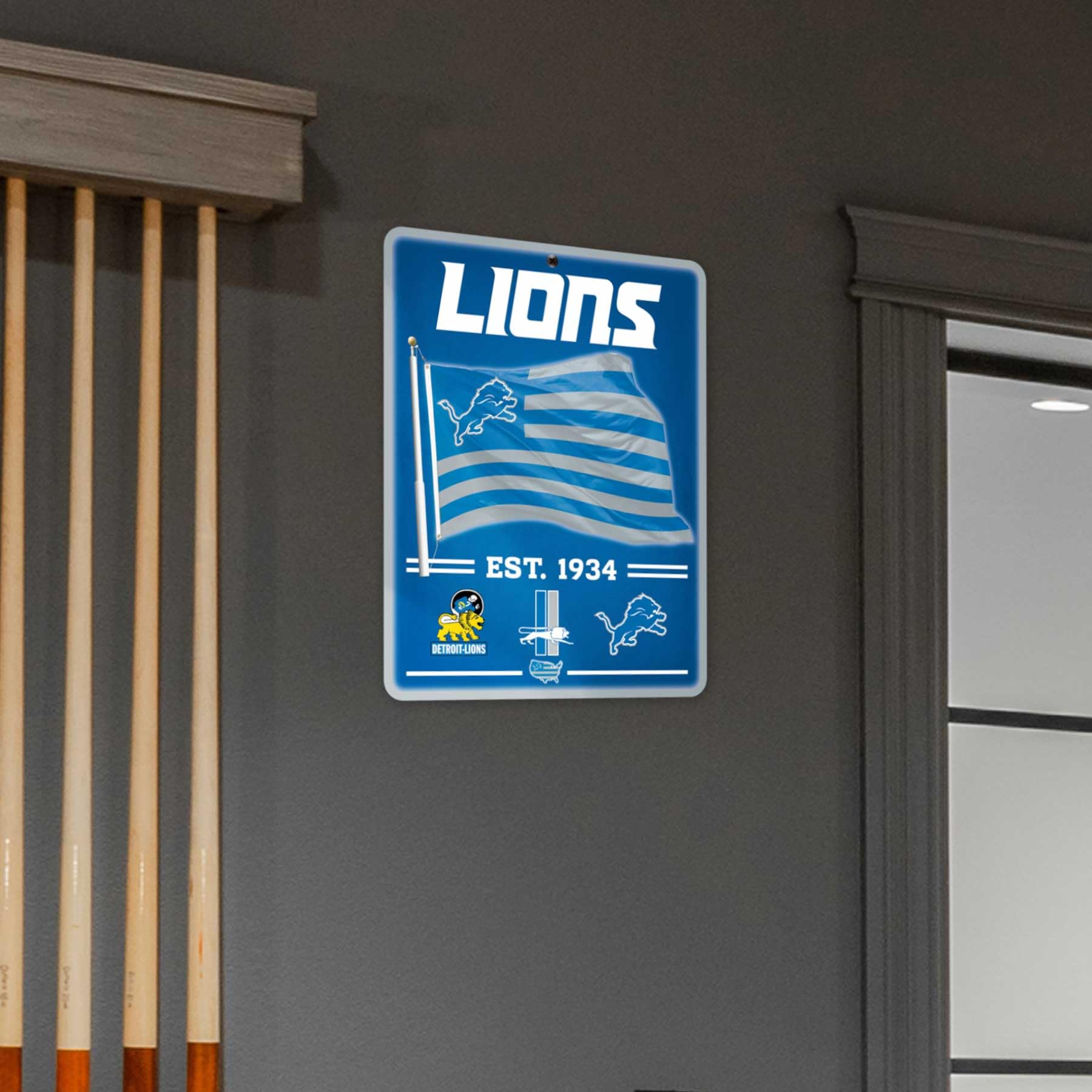 WinCraft Detroit Lions Americana Banner Flag Sign - Sports Collectibles, Sports Memorabilia, Sports Fan Shop, Sports Gifts