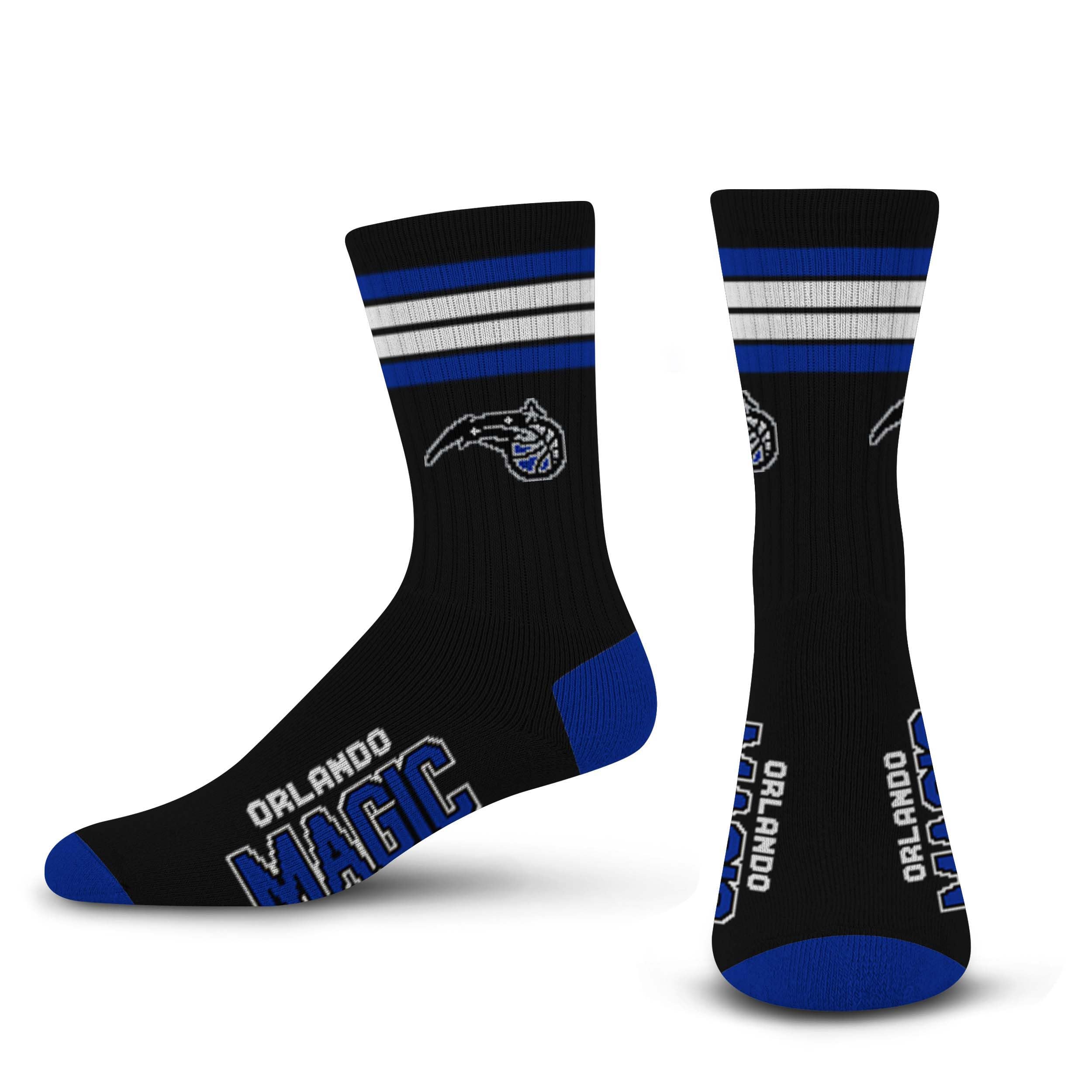 For Bare Feet NBA ORLANDO MAGIC 4 Stripe Deuce Crew Sock Team Color Large - Sports Gifts, Sports Memorabilia, Sports Collectibles, Fan Shop
