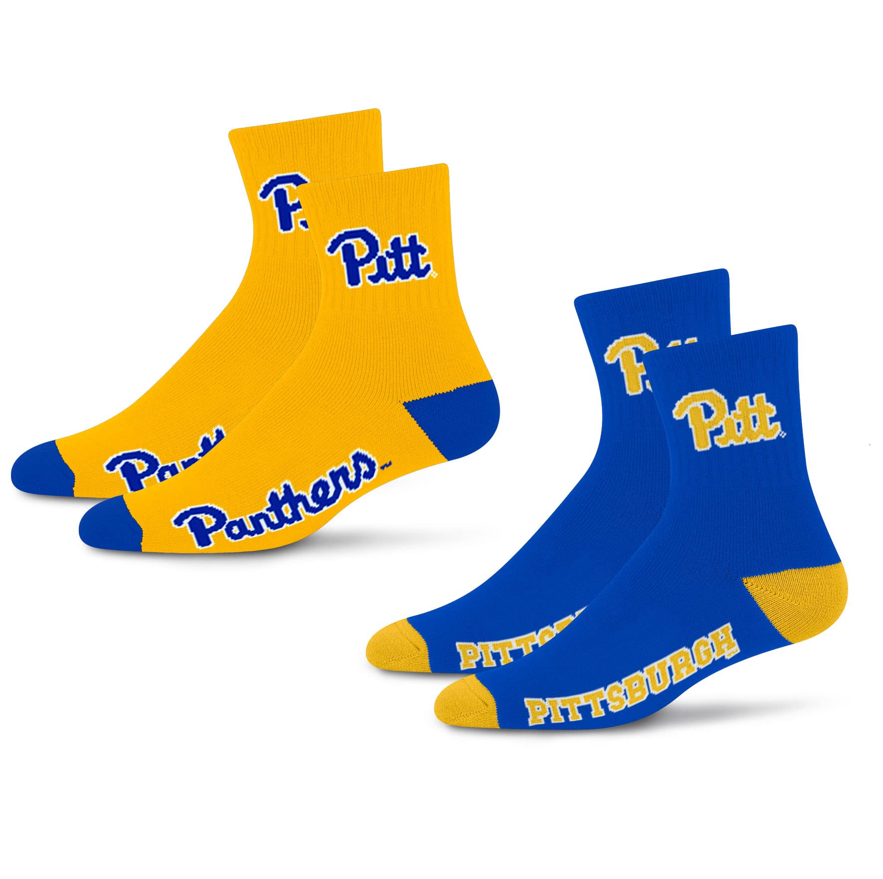 For Bare Feet NCAA Pittsburgh Panthers Quarter Sock Two Pack Team Colors Large - Sports Gifts, Sports Memorabilia, Sports Collectibles, Fan Shop
