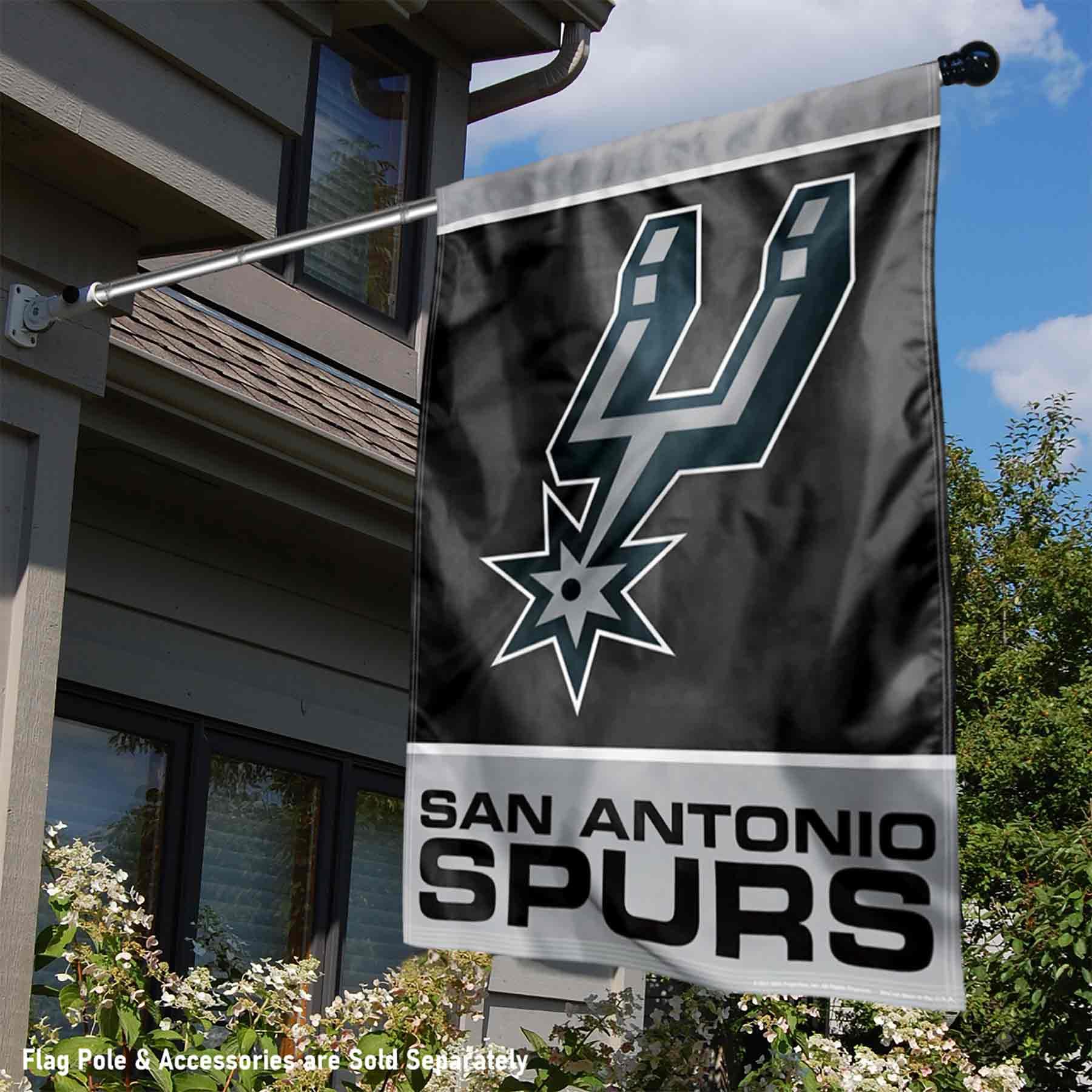 WinCraft San Antonio Spurs Black Primary Logo House Banner Flag - Sports Collectibles, Sports Memorabilia, Sports Fan Shop, Sports Gifts