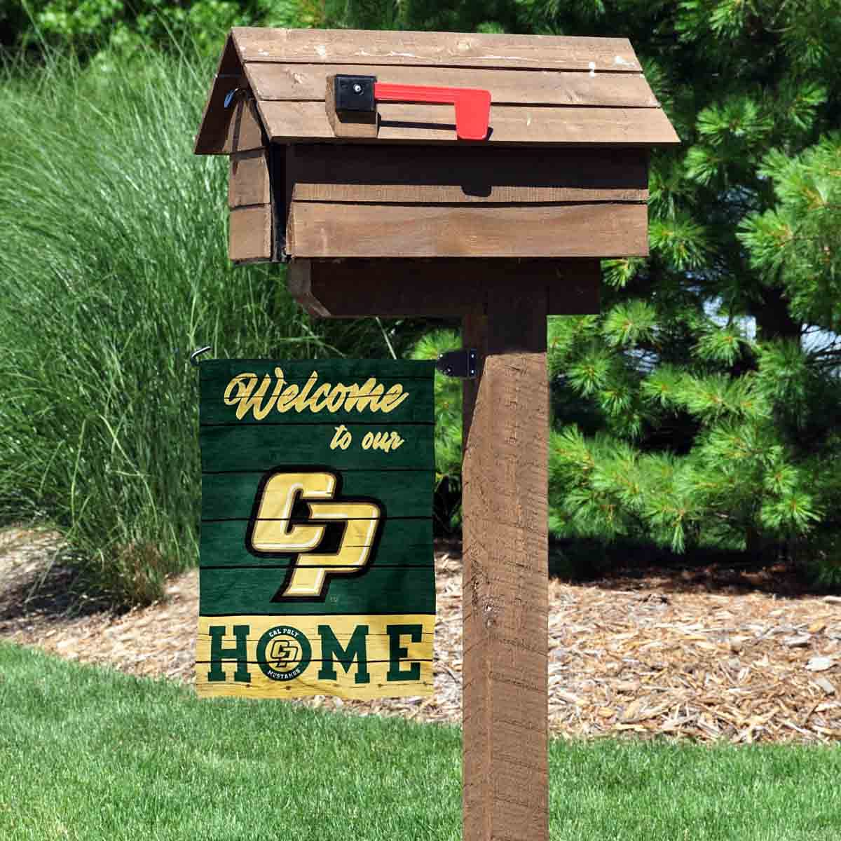 College Flags & Banners Co. Cal Poly Mustangs Welcome to Our Home Double Sided Garden Yard Flag - Sports Collectibles, Sports Memorabilia, Sports Fan Shop, Sports Gifts