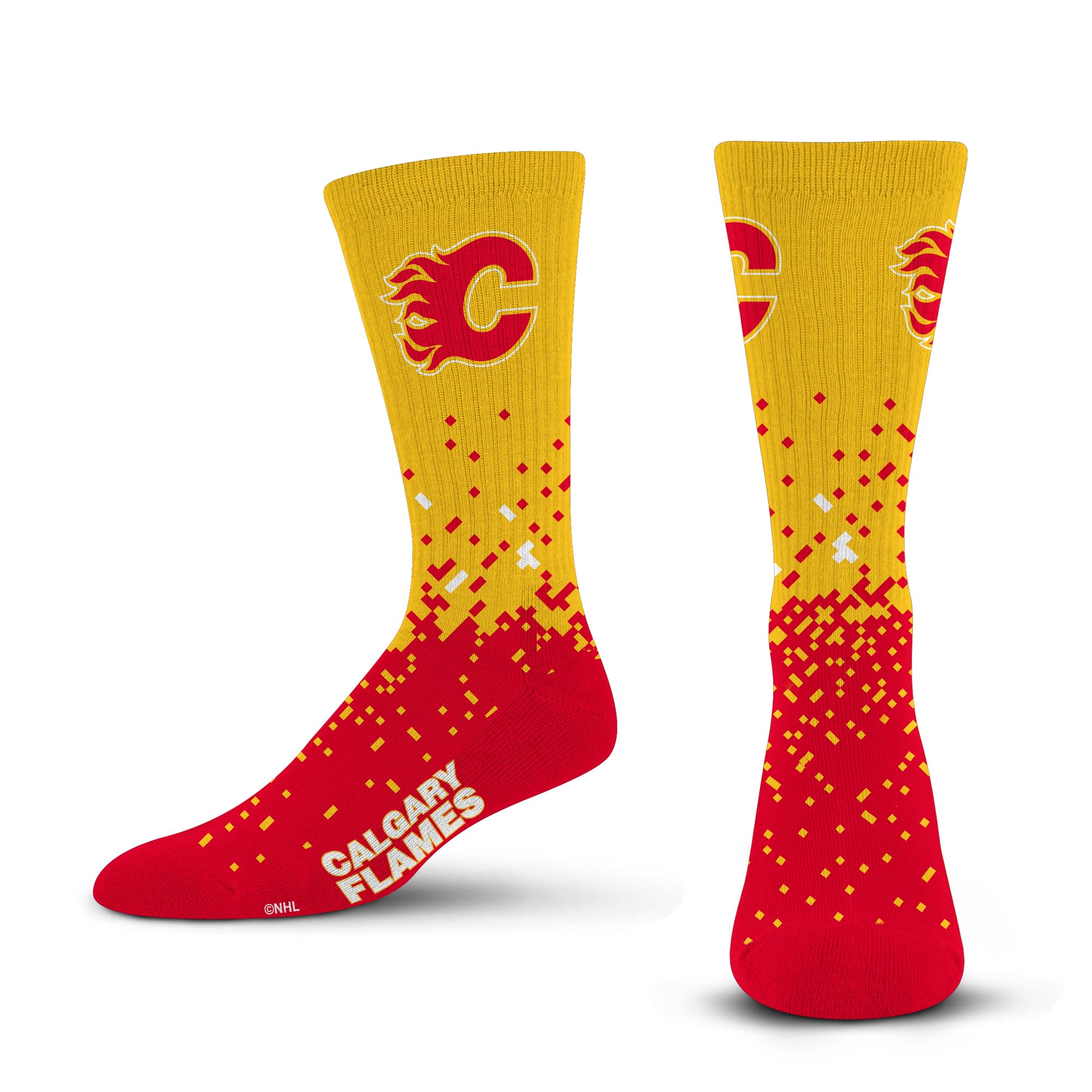 For Bare Feet NHL CALGARY FLAMES Spray Zone Crew Sock Team Color Large - Sports Gifts, Sports Memorabilia, Sports Collectibles, Fan Shop