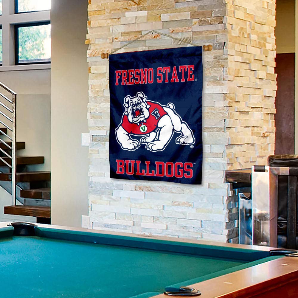 College Flags & Banners Co. Fresno State Bulldogs Double Sided House Flag and Wood Banner Pole Set - Sports Collectibles, Sports Memorabilia, Sports Fan Shop, Sports Gifts
