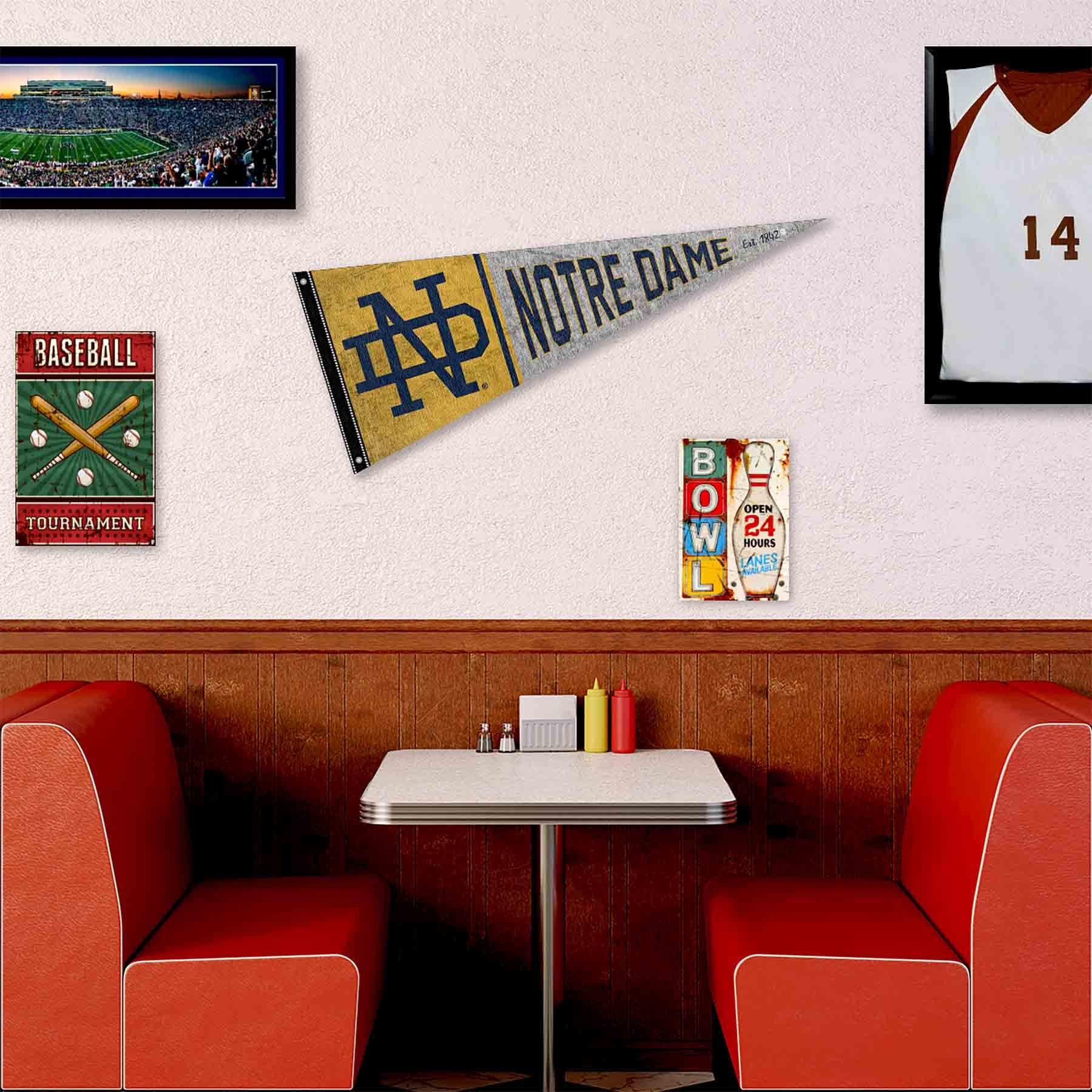 College Flags & Banners Co. Irish Retro Throwback Vintage Pennant Flag and Wall Tack Mount Pads - Sports Collectibles, Sports Memorabilia, Sports Fan Shop, Sports Gifts