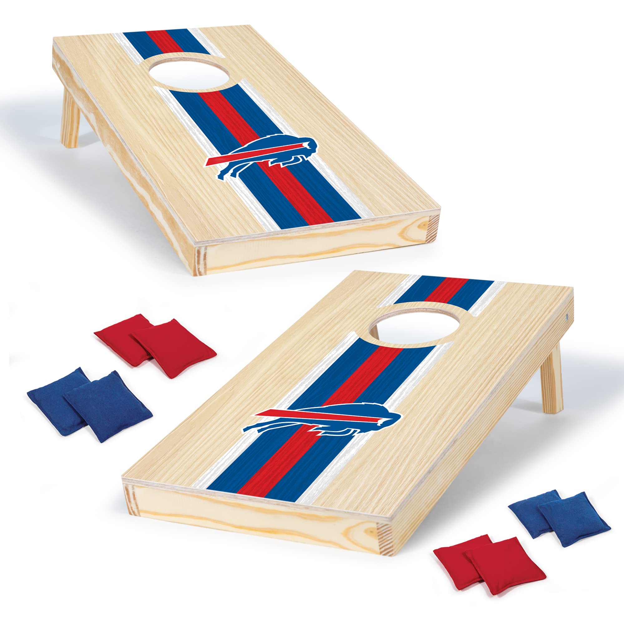 Wild Sports NFL Football Buffalo Bills 1' x 2' Travel Size Solid Wood Cornhole Set with Direct Print HD Team Graphics – Great Gift for Any Sports Fan! Bean Bag Toss Family Games for Outdoor Play - Sports Collectibles, Sports Memorabilia, Sports Fan Shop, Sports Gifts