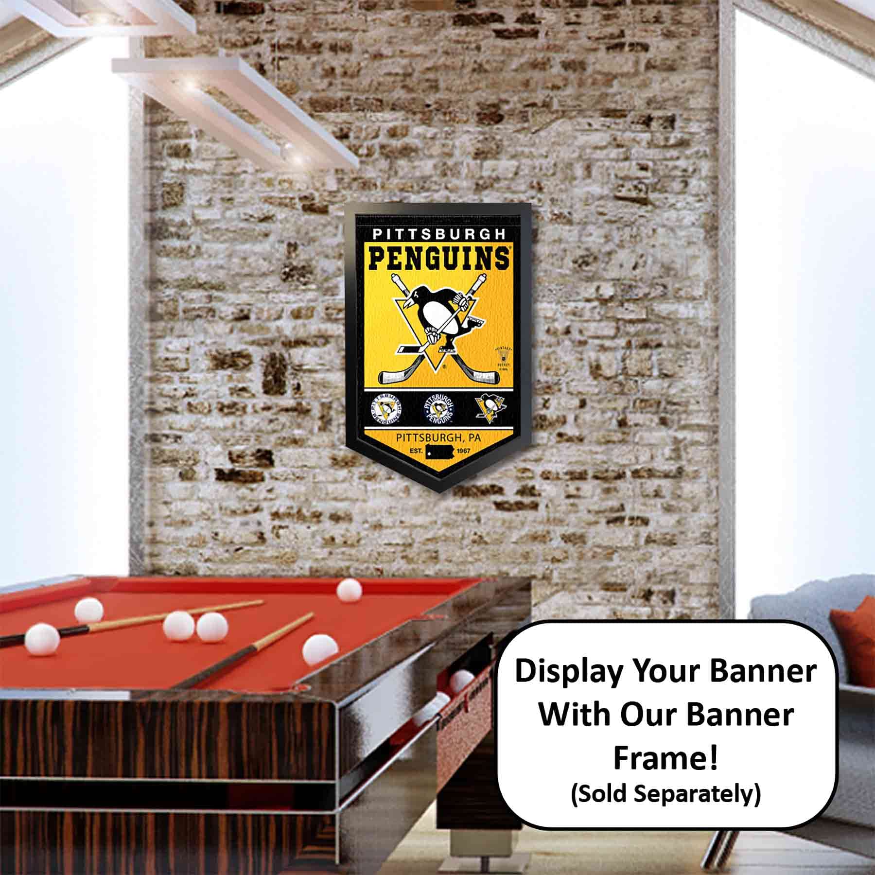 WinCraft Pittsburgh Penguins Heritage History Banner Pennant - Sports Collectibles, Sports Memorabilia, Sports Fan Shop, Sports Gifts