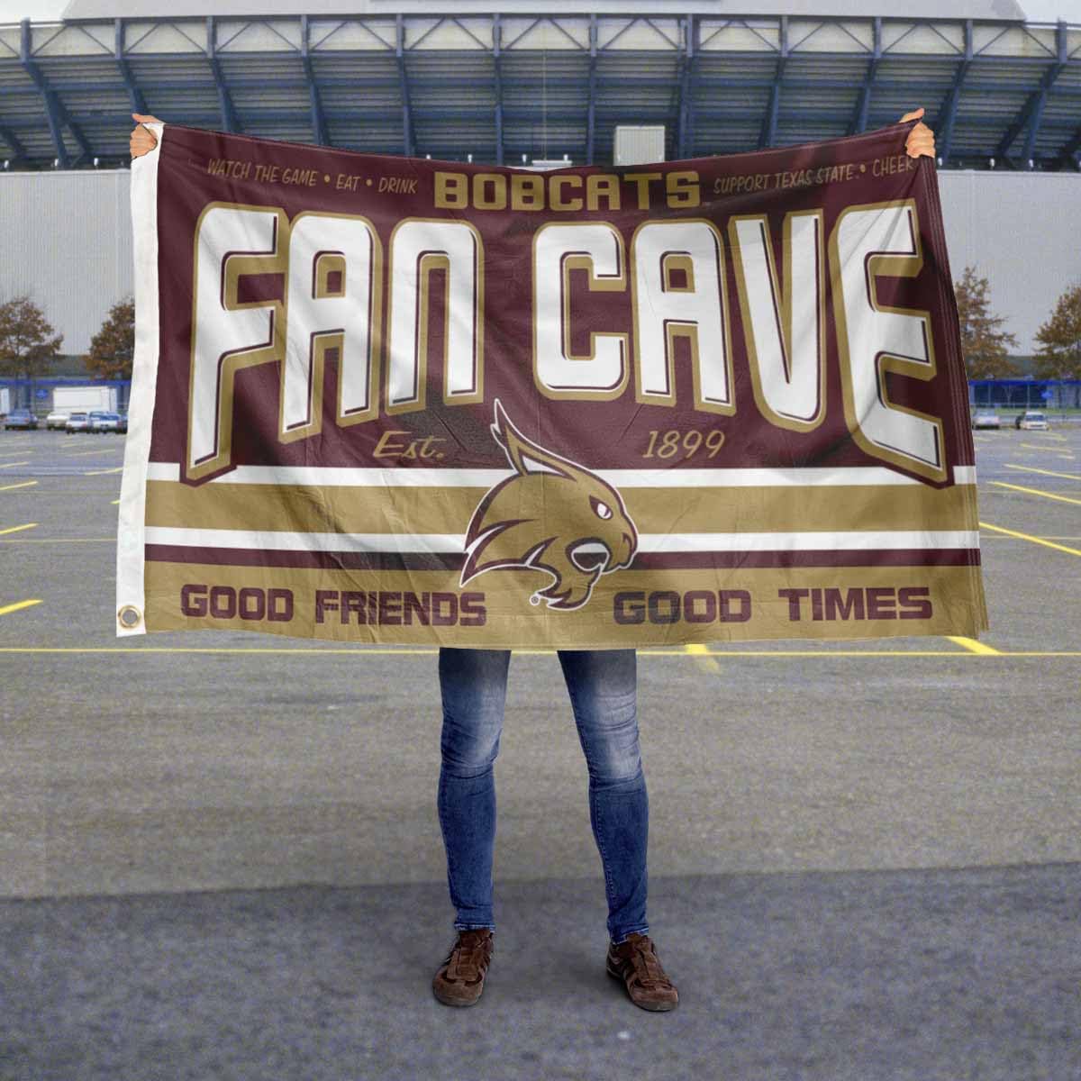Texas State Bobcats Fan Man Cave Banner Flag - Sports Collectibles, Sports Memorabilia, Sports Fan Shop, Sports Gifts
