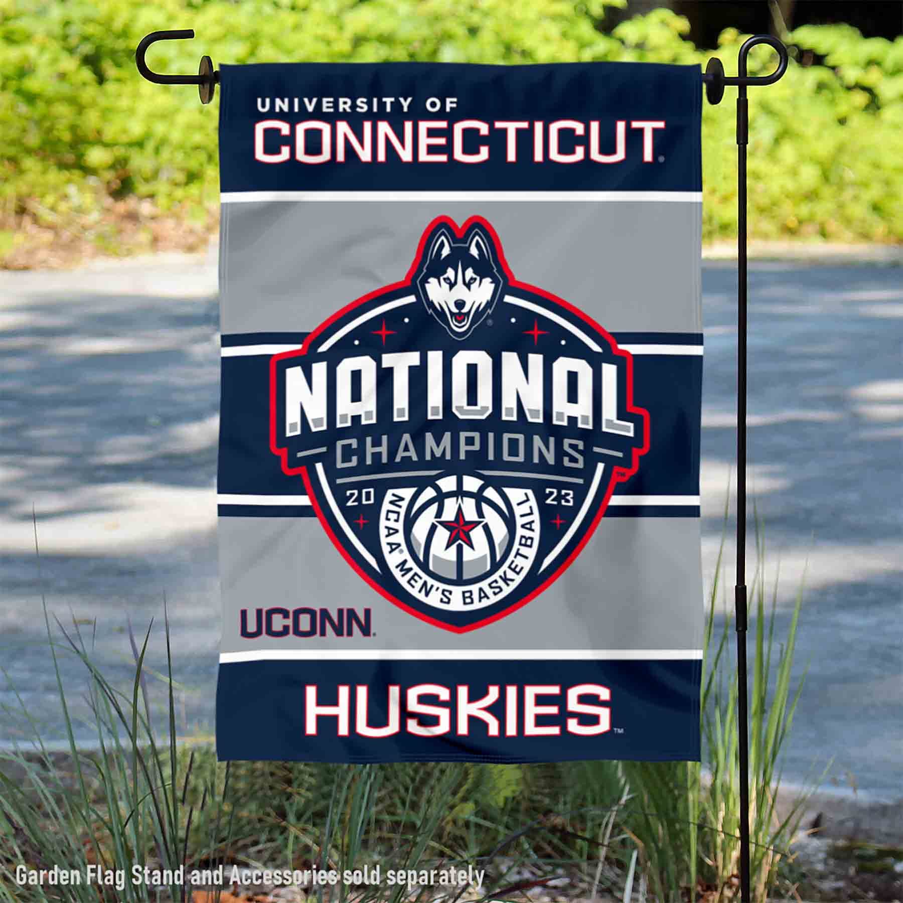 College Flags & Banners Co. Connecticut Huskies UCONN 2023 Basketball National Champs Double Sided Garden Banner Flag - Sports Collectibles, Sports Memorabilia, Sports Fan Shop, Sports Gifts