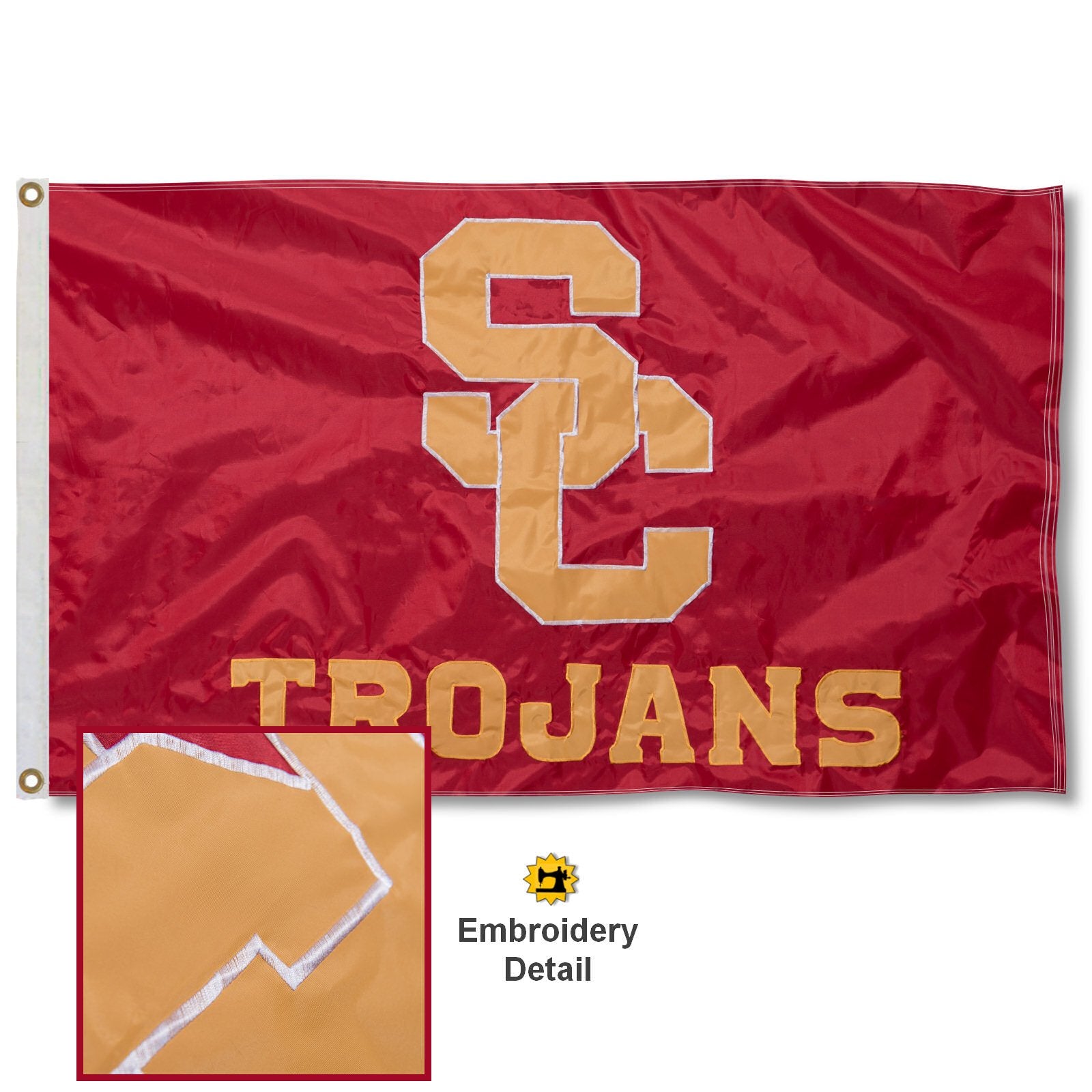 College Flags & Banners Co. USC Trojans Embroidered and Stitched Nylon Flag - Sports Collectibles, Sports Memorabilia, Sports Fan Shop, Sports Gifts