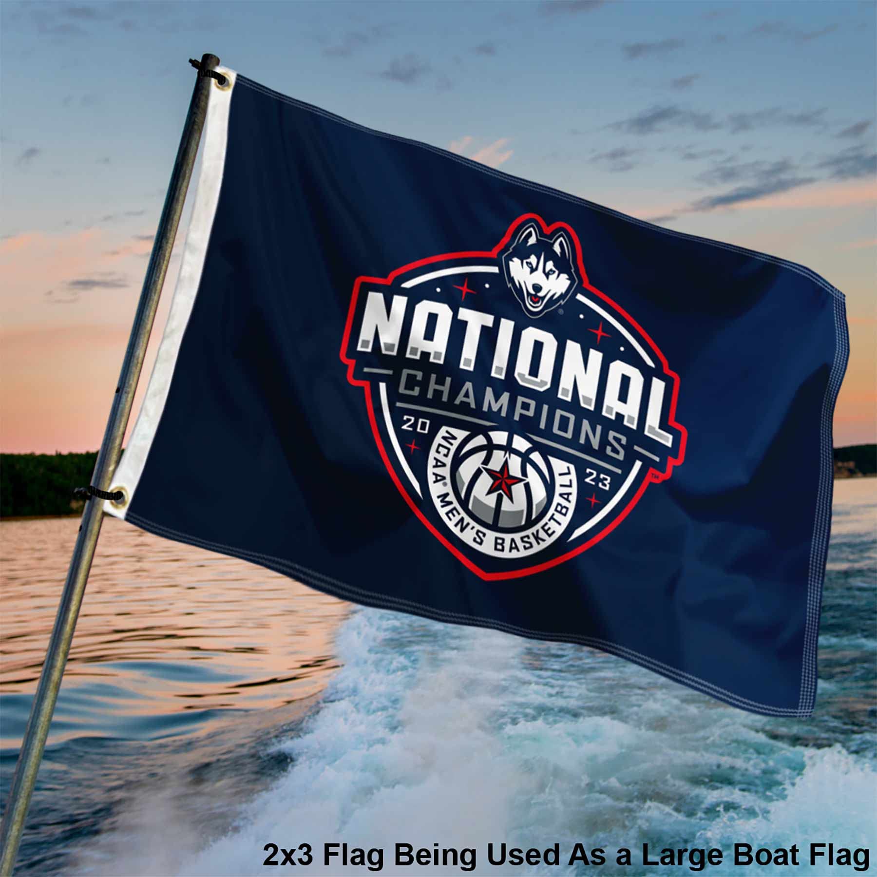 University of Connecticut UCONN College Basketball 2023 National Champions 2x3 Foot Flag - Sports Collectibles, Sports Memorabilia, Sports Fan Shop, Sports Gifts