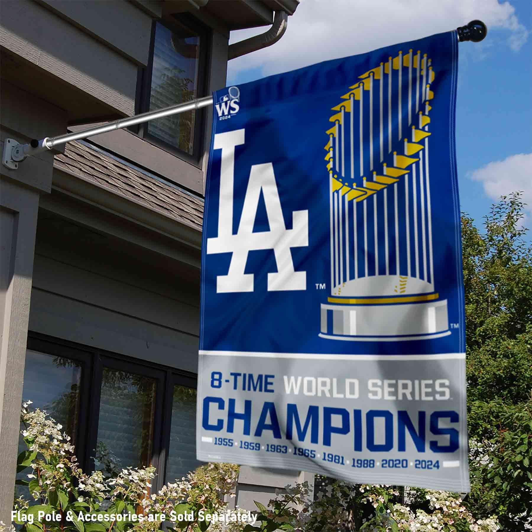 WinCraft Los Angeles Dodgers 2024 8 Time World Champions Series House Banner Flag - Sports Collectibles, Sports Memorabilia, Sports Fan Shop, Sports Gifts