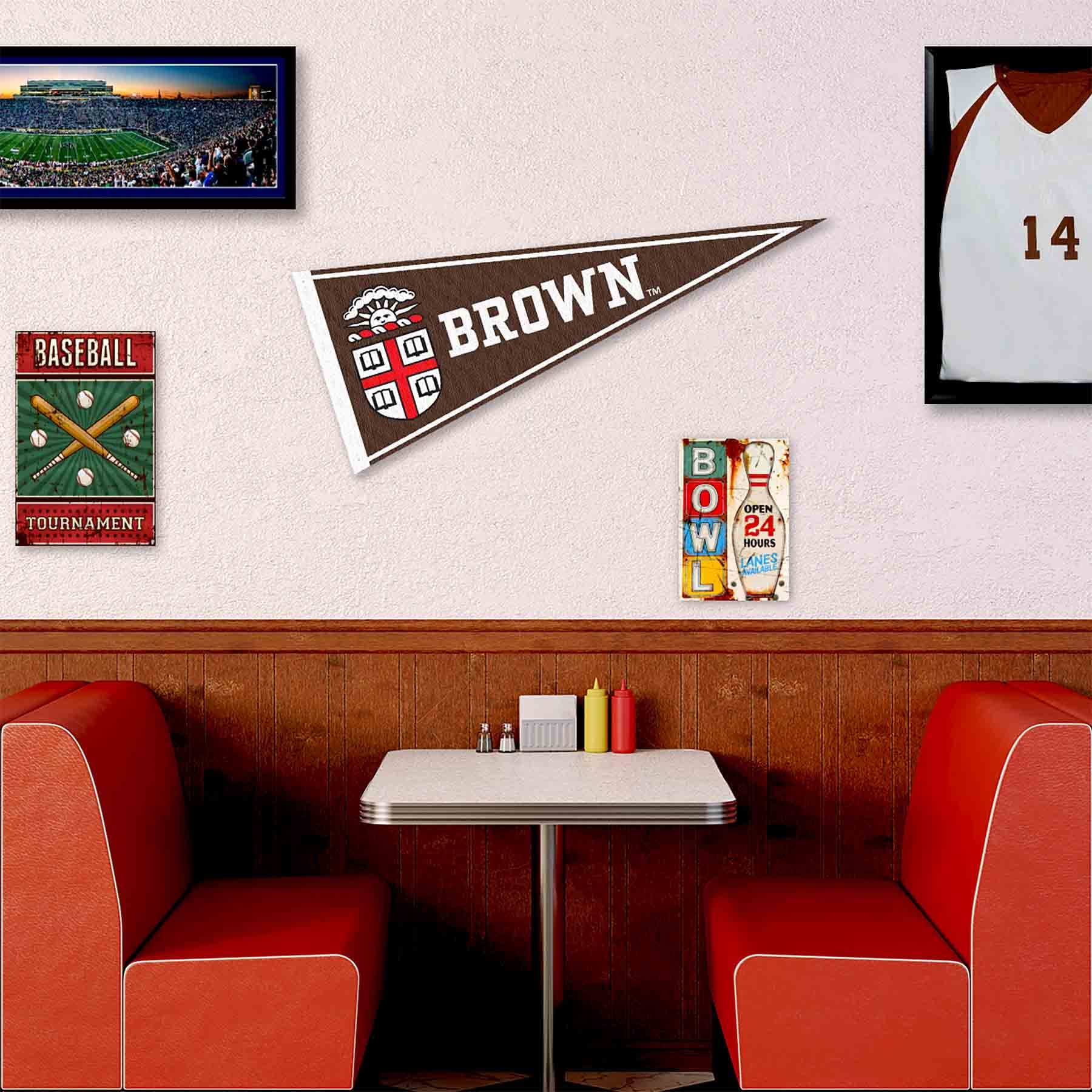 College Flags & Banners Co. Brown Bears Pennant Flag and Wall Tack Mount Pads - Sports Collectibles, Sports Memorabilia, Sports Fan Shop, Sports Gifts