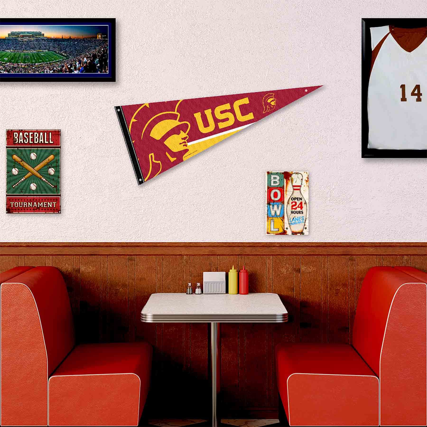 College Flags & Banners Co. USC Trojans Trojan Pennant Flag and Wall Tack Mount Pads - Sports Collectibles, Sports Memorabilia, Sports Fan Shop, Sports Gifts