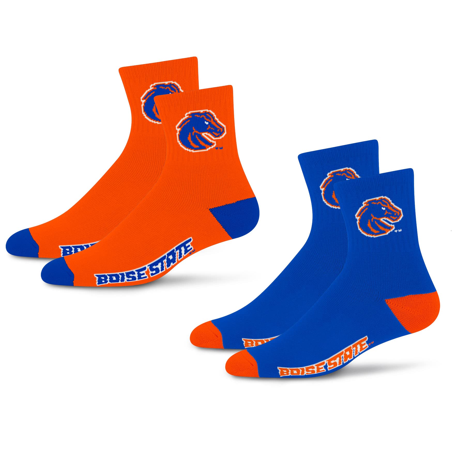 For Bare Feet NCAA Boise State Broncos Quarter Sock Two Pack Team Colors Large - Sports Gifts, Sports Memorabilia, Sports Collectibles, Fan Shop