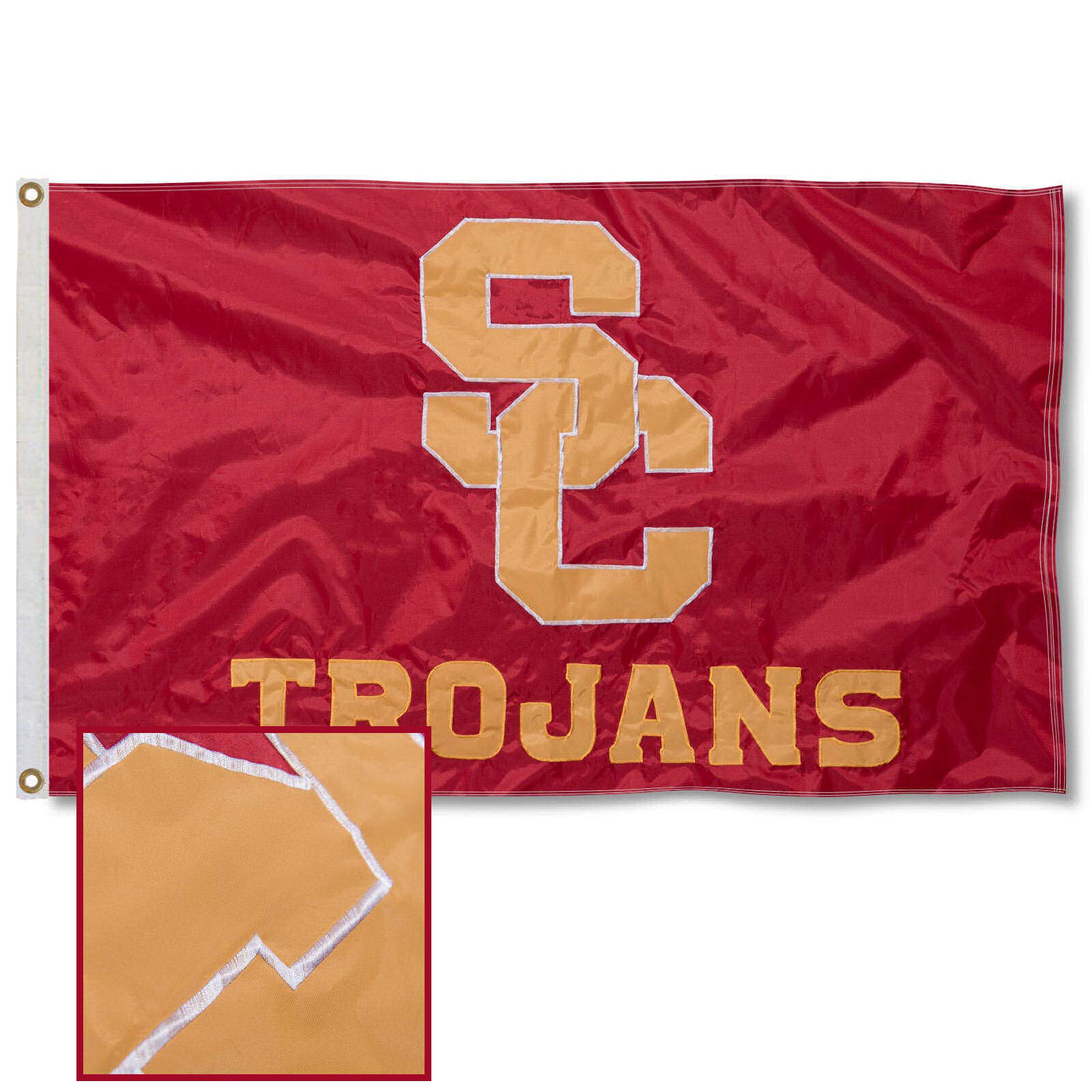 College Flags & Banners Co. USC Trojans Embroidered and Stitched Nylon Flag - Sports Collectibles, Sports Memorabilia, Sports Fan Shop, Sports Gifts