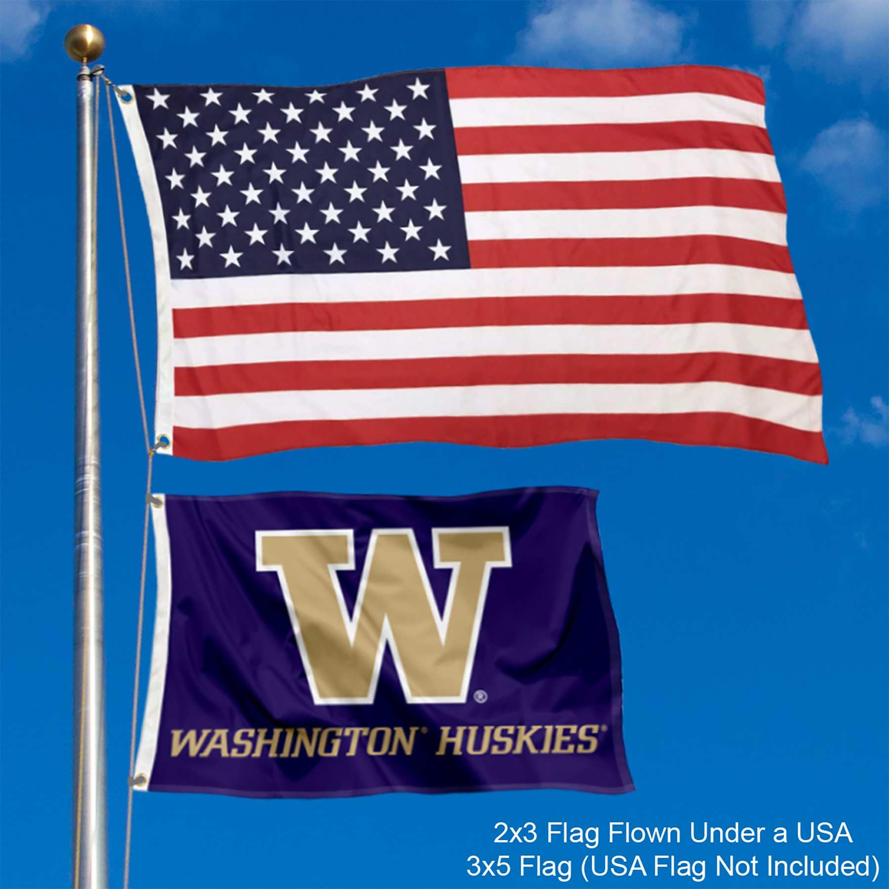 College Flags & Banners Co. Washington UW Huskies Small 2x3 Foot Flag - Sports Collectibles, Sports Memorabilia, Sports Fan Shop, Sports Gifts