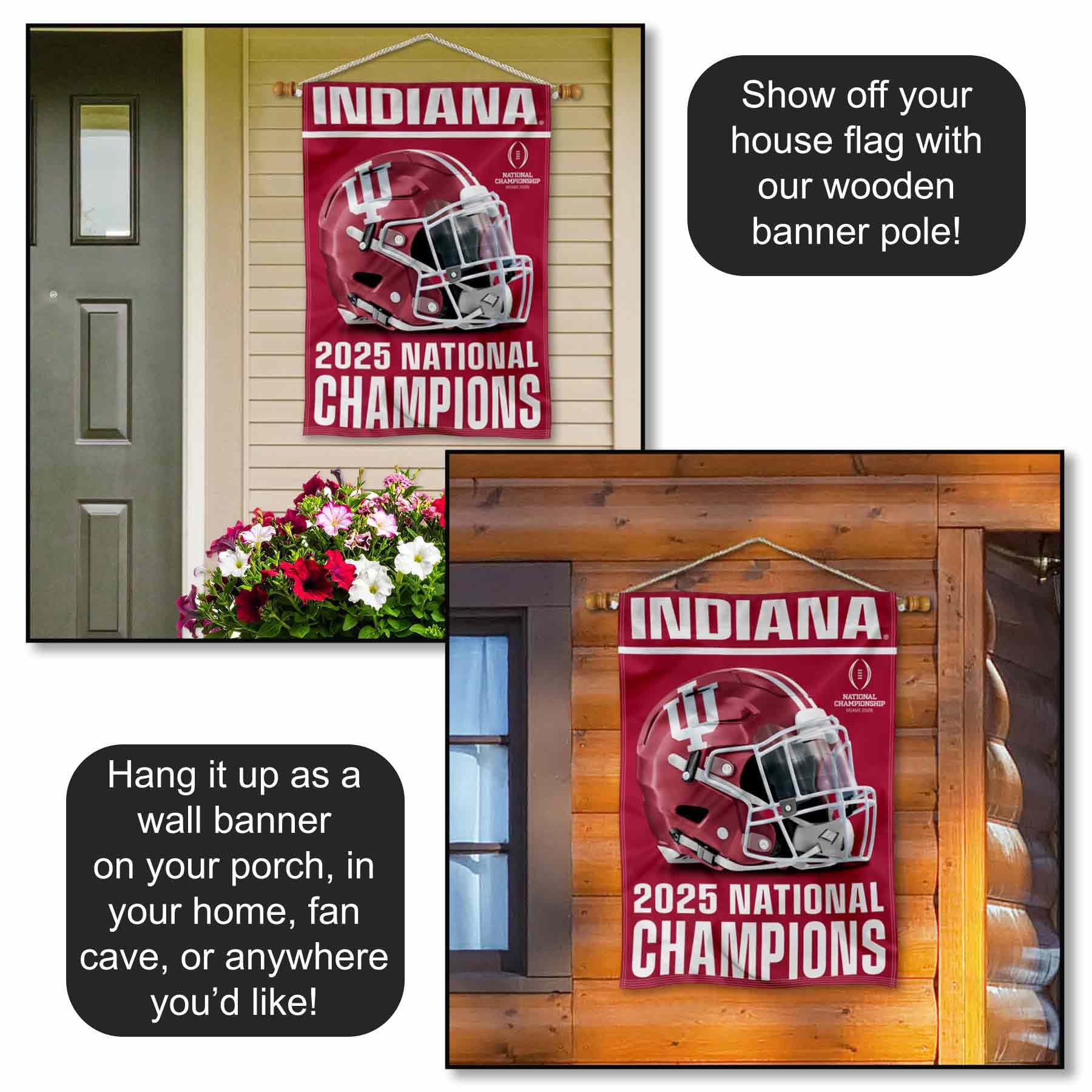 Indiana Hoosiers 2025 National Champions Top Sleeve Banner Flag - Sports Gifts, Sports Memorabilia, Sports Collectibles, Fan Shop