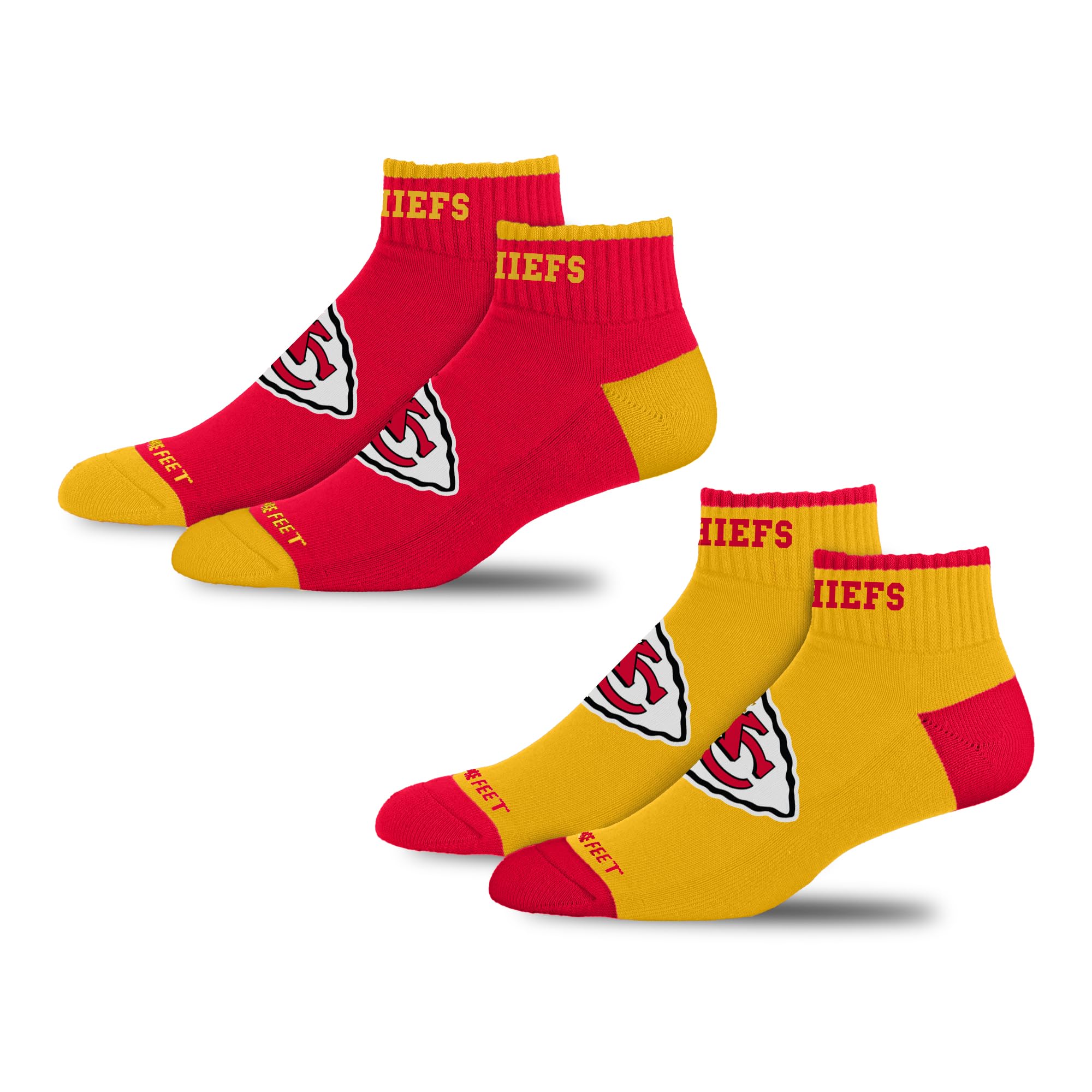For Bare Feet NFL KANSAS CITY CHIEFS Front and Center 2 Pack Team Colors Large - Sports Gifts, Sports Memorabilia, Sports Collectibles, Fan Shop