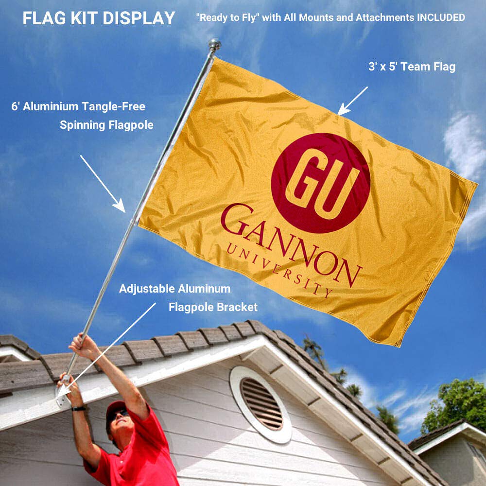 College Flags & Banners Co. Gannon University Flag and Pole Bracket Mount Bundle - Sports Collectibles, Sports Memorabilia, Sports Fan Shop, Sports Gifts