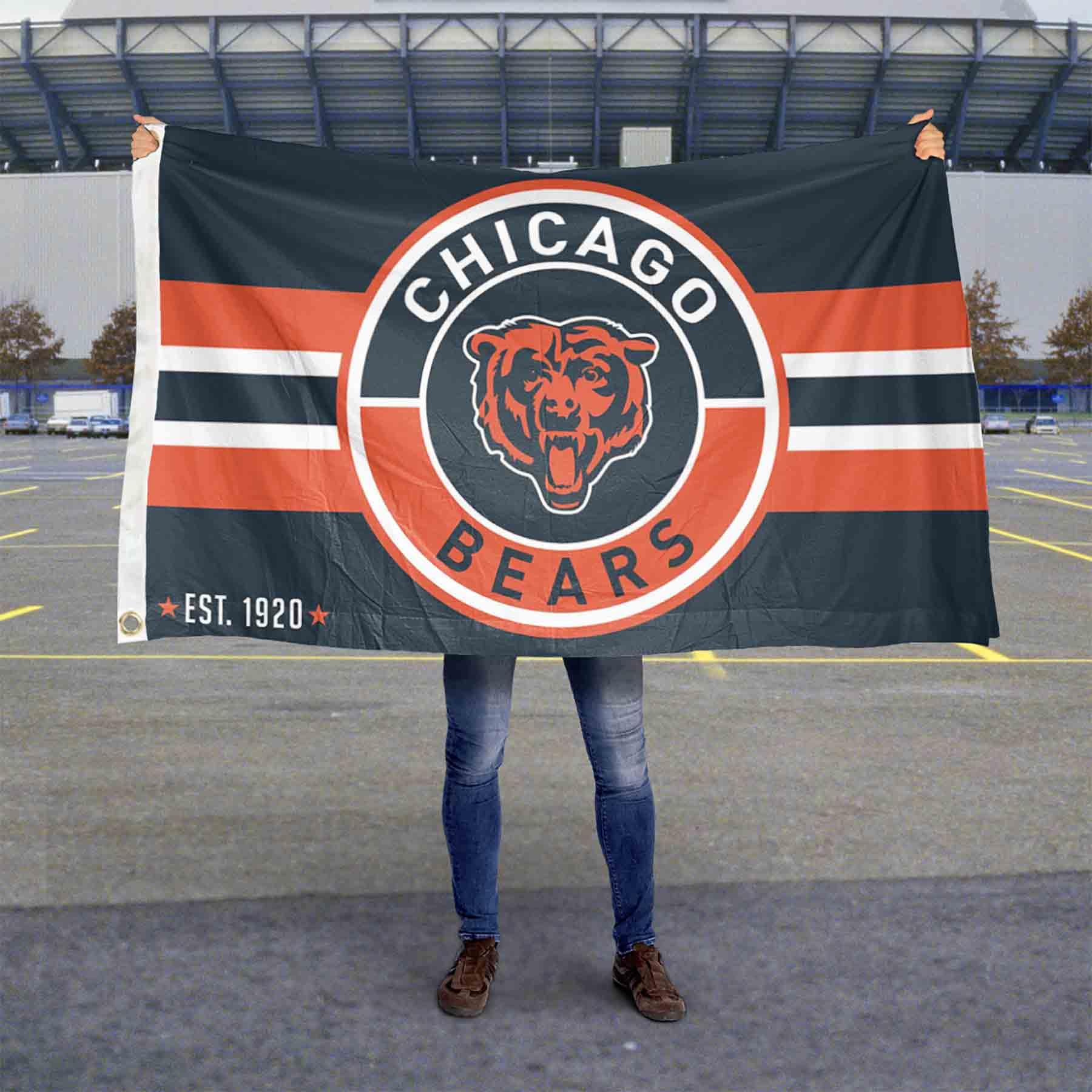 WinCraft Chicago Bears Patch Button Circle Logo Flag Large 3x5 Banner - Sports Collectibles, Sports Memorabilia, Sports Fan Shop, Sports Gifts