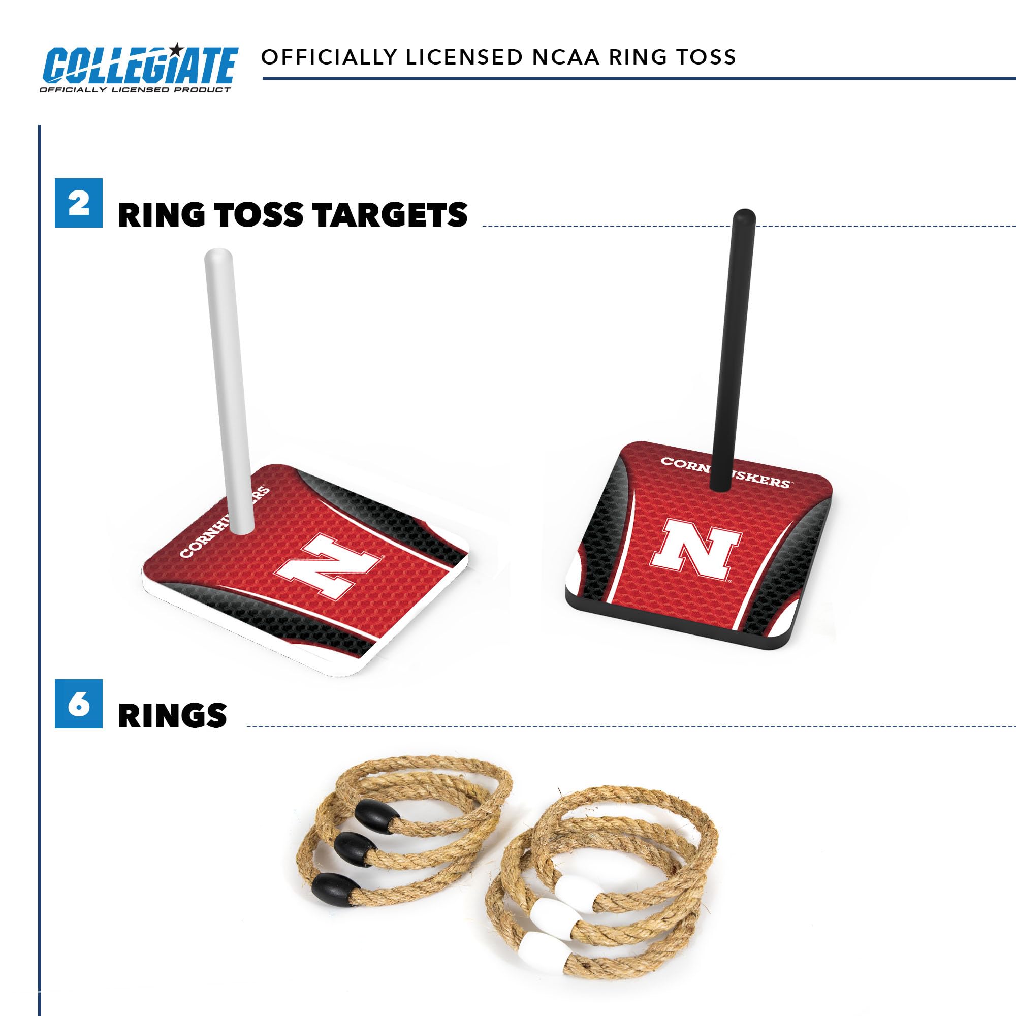 Wild Sports College Quoits Set with Direct Print HD Team Graphics – Tailgate Ring Toss Game – Great Gift for Any NCAA Fan! Ring Toss Family Outdoor Games for The Beach, BBQ, or Tailgate Party - Sports Collectibles, Sports Memorabilia, Sports Fan Shop, Sports Gifts