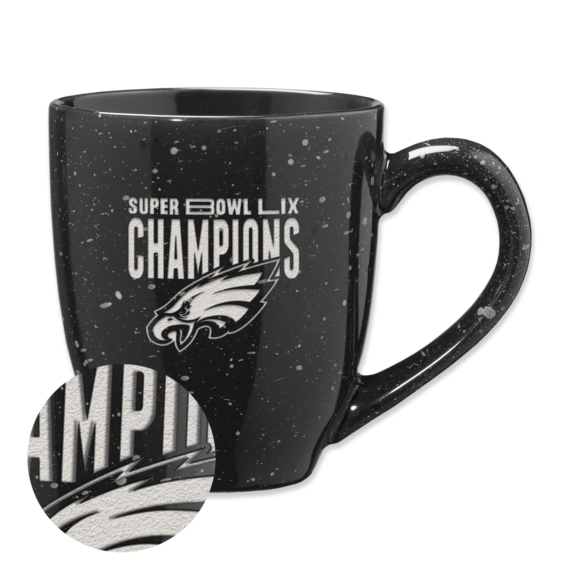Rico Industries NFL Football Philadelphia Eagles 2025 Super Bowl LIX Champions 16 oz Team Color Laser Engraved Speckled Ceramic Coffee Mug - Sports Collectibles, Sports Memorabilia, Sports Fan Shop, Sports Gifts