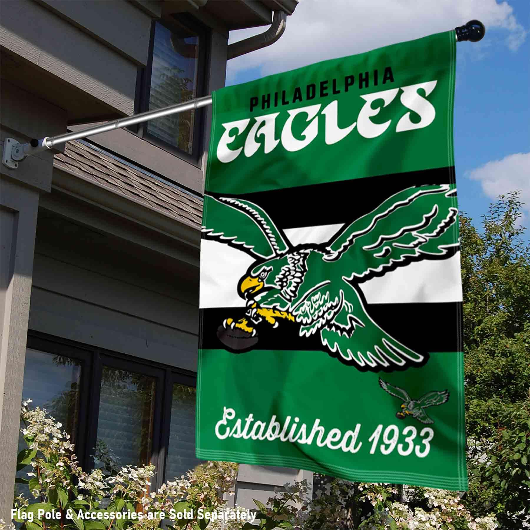 WinCraft Philadelphia Eagles Vintage Throwback Retro Double Sided Banner Flag - Sports Collectibles, Sports Memorabilia, Sports Fan Shop, Sports Gifts