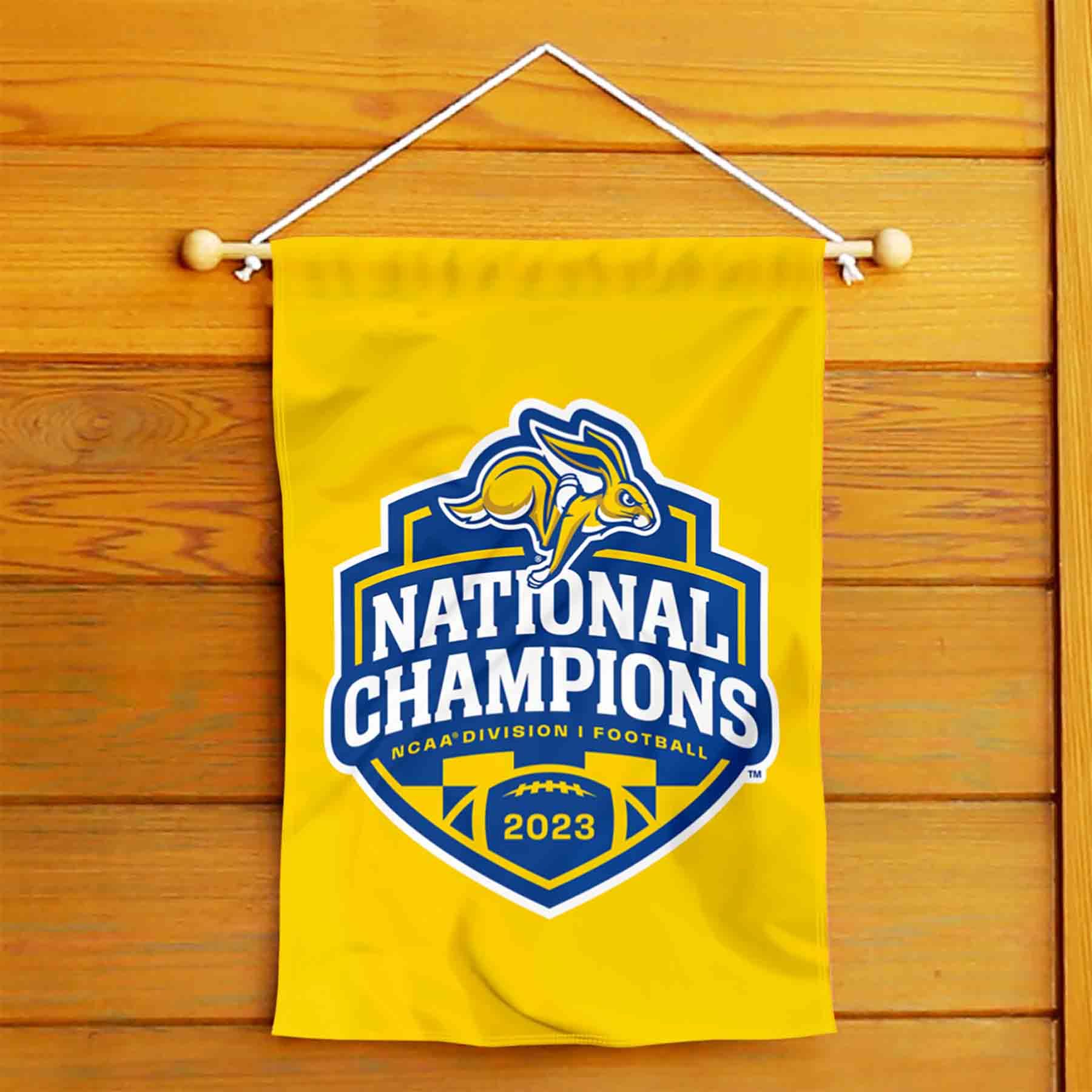 College Flags & Banners Co. South Dakota State Jackrabbits 2023 FCS Football National Champs Double Sided Garden Banner Flag - Sports Collectibles, Sports Memorabilia, Sports Fan Shop, Sports Gifts