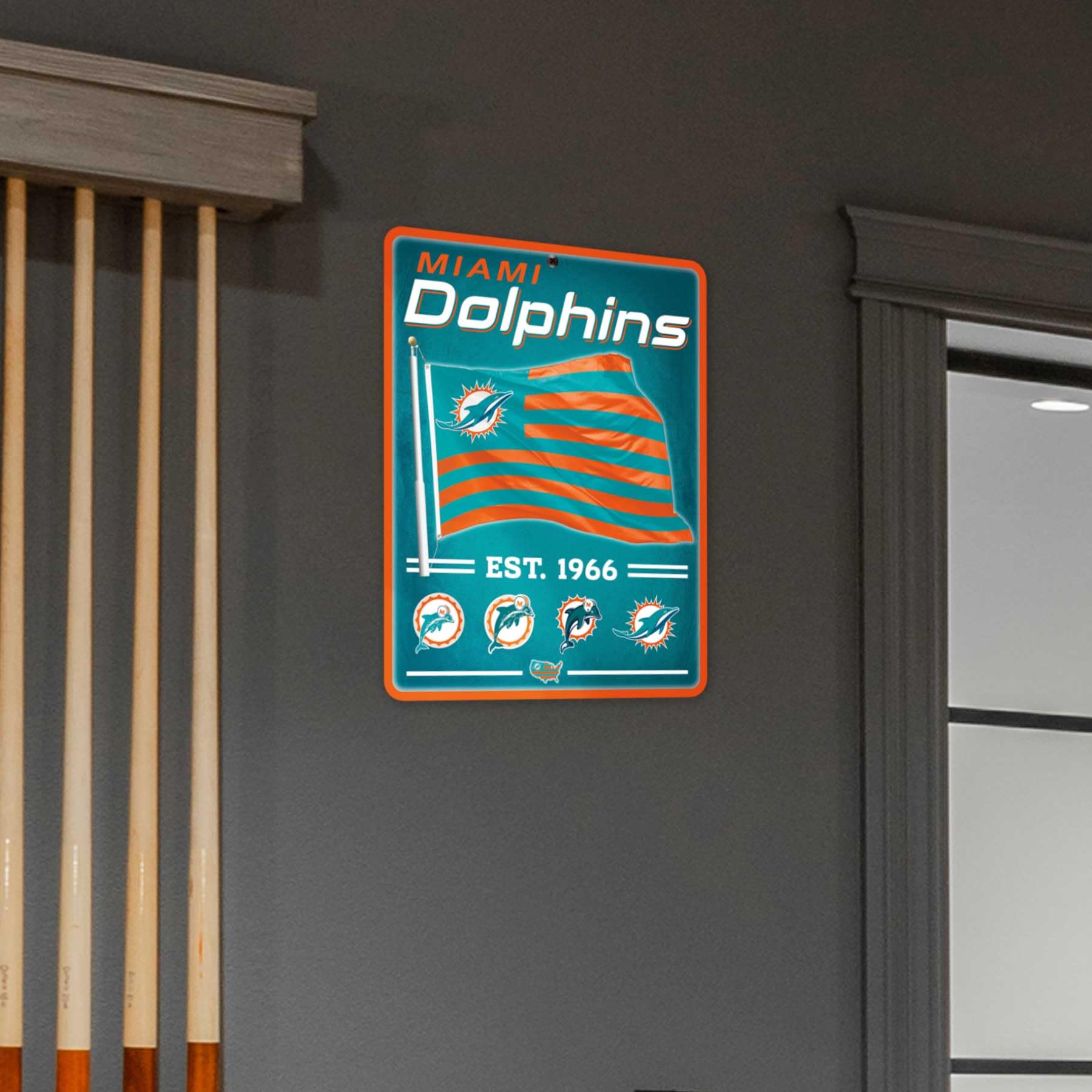 WinCraft Miami Dolphins Americana Banner Flag Sign - Sports Collectibles, Sports Memorabilia, Sports Fan Shop, Sports Gifts