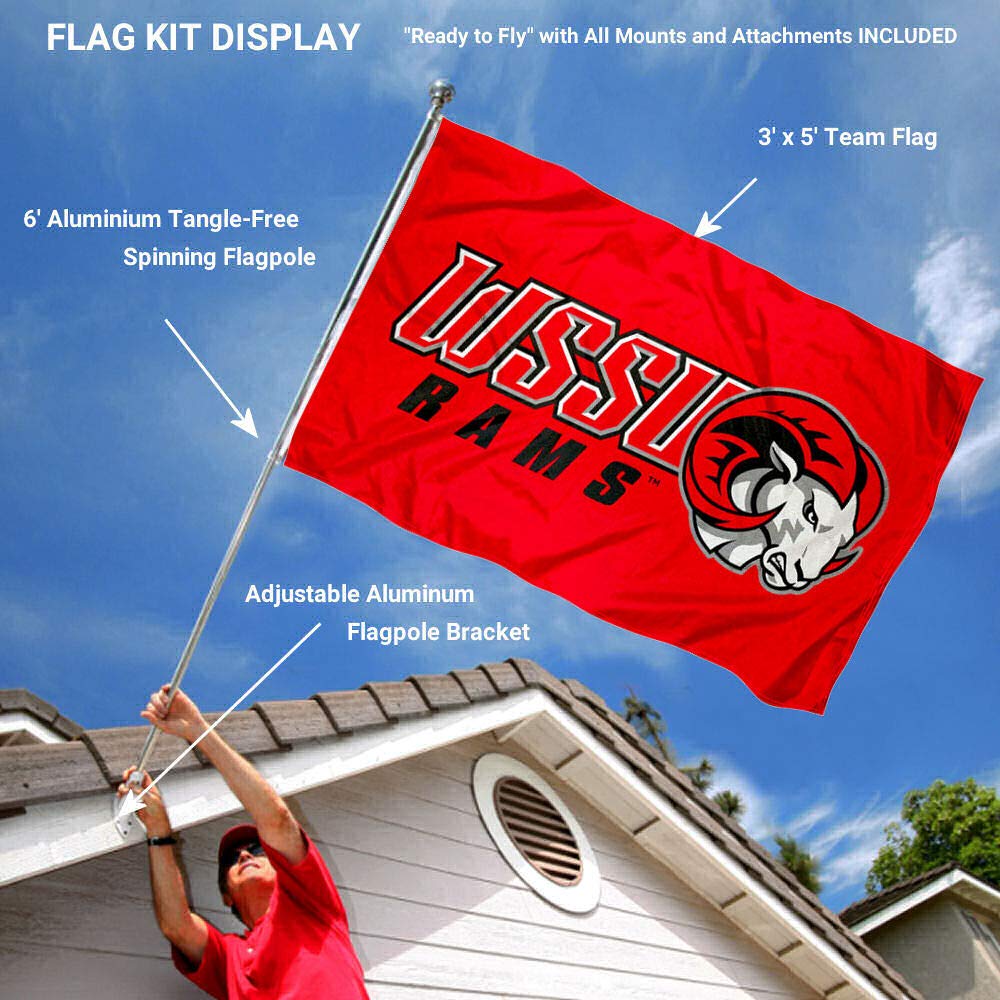 College Flags & Banners Co. WSSU Rams Wordmark 3x5 Foot Flag and Pole Bracket Mount Bundle - Sports Collectibles, Sports Memorabilia, Sports Fan Shop, Sports Gifts