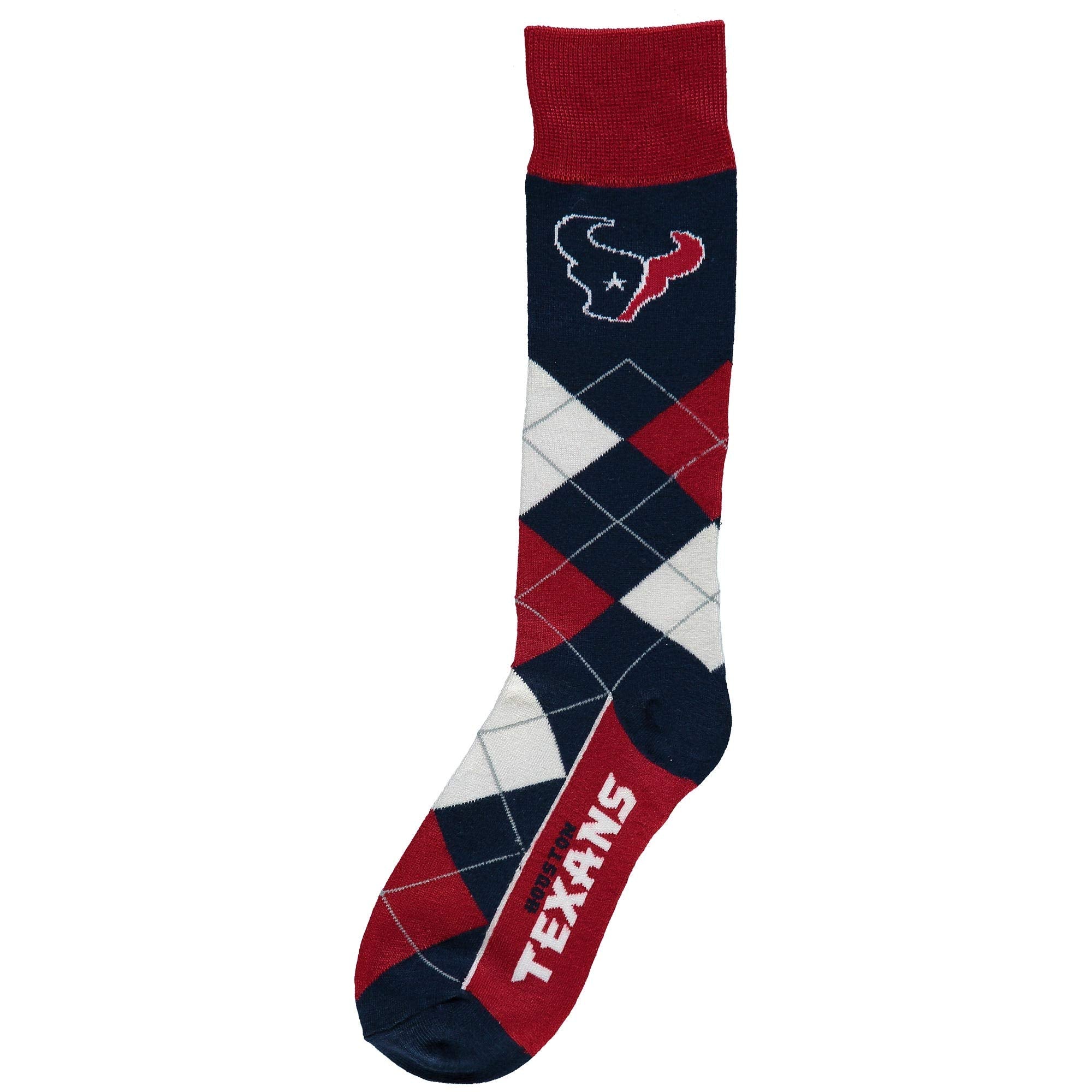 For Bare Feet NFL Houston Texans Argyle Line Up Dress Sock Team Color OSFM - Sports Gifts, Sports Memorabilia, Sports Collectibles, Fan Shop