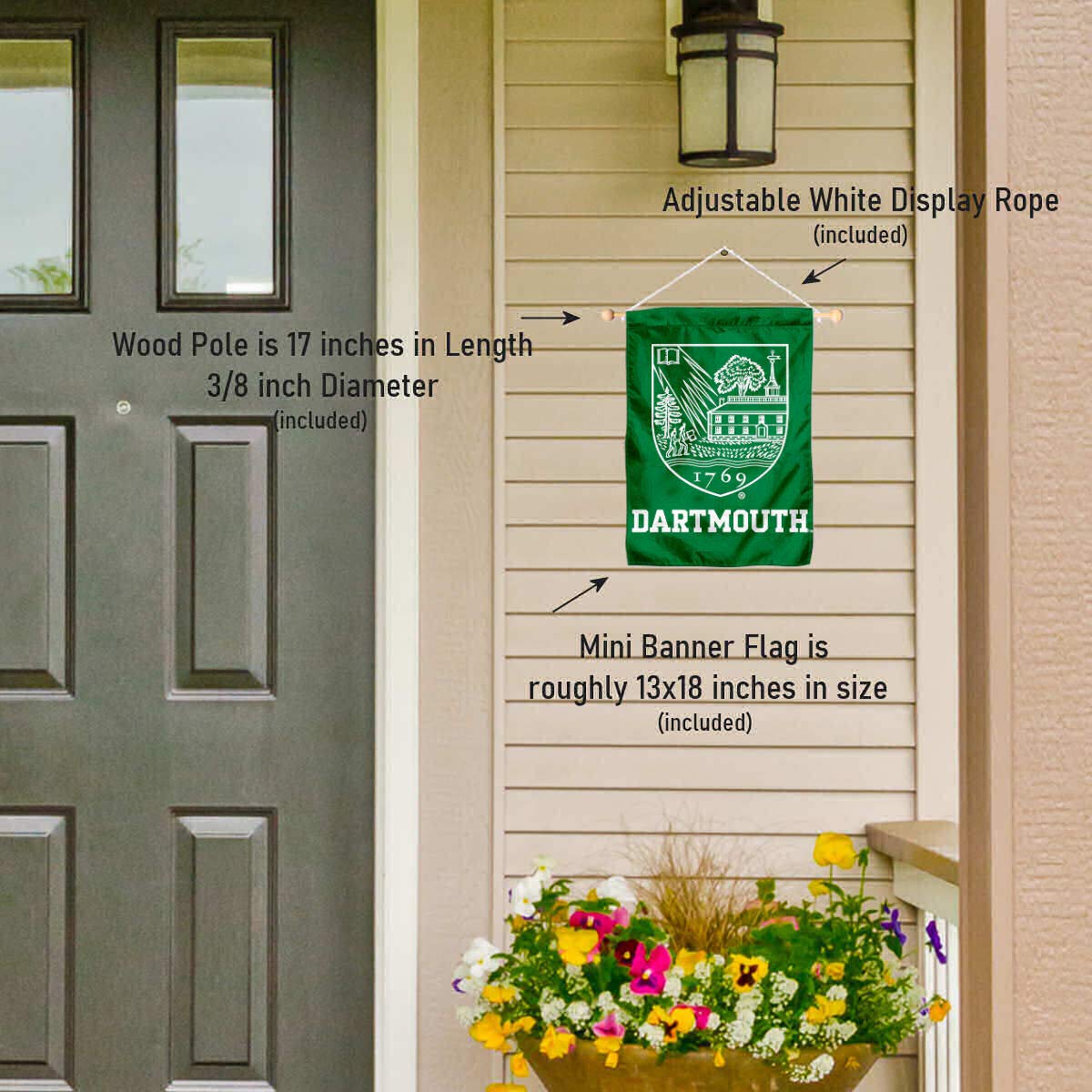 College Flags & Banners Co. Dartmouth Big Green Window Wall Banner Hanging Flag with Suction Cup - Sports Collectibles, Sports Memorabilia, Sports Fan Shop, Sports Gifts