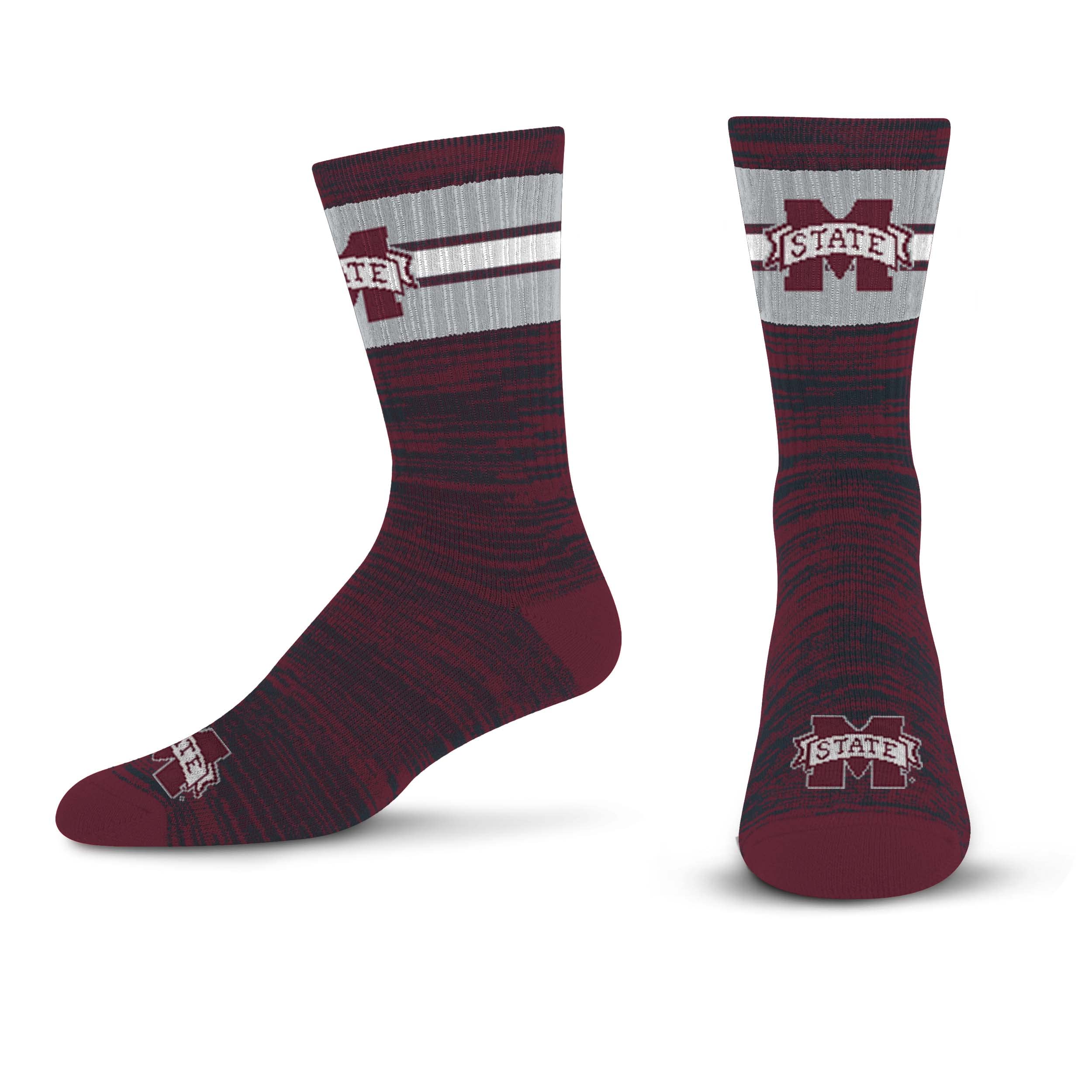 For Bare Feet Men's NCAA Mississippi State Bulldogs First String Crew Sock Team Color Large - Sports Gifts, Sports Memorabilia, Sports Collectibles, Fan Shop
