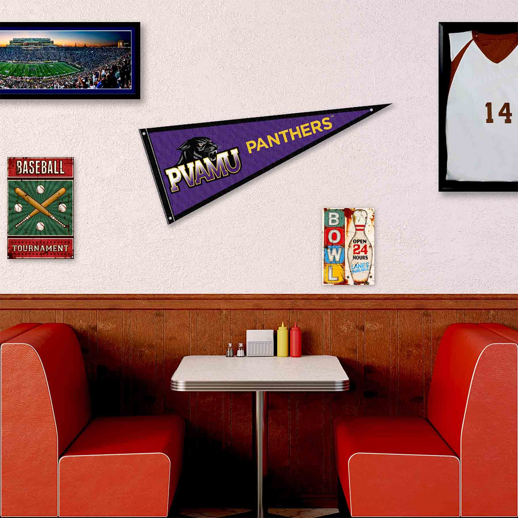 College Flags & Banners Co. Prairie View A&M Panthers Pennant Flag and Wall Tack Mount Pads - Sports Gifts, Sports Memorabilia, Sports Collectibles, Fan Shop