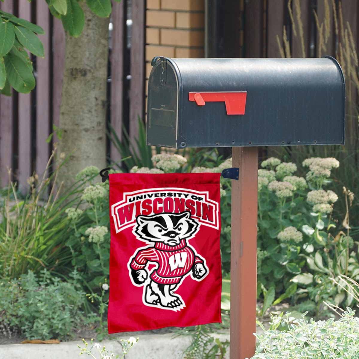 College Flags & Banners Co. UW Badgers Bucky Garden Flag and Mailbox Post Pole Mount Holder Set - Sports Collectibles, Sports Memorabilia, Sports Fan Shop, Sports Gifts