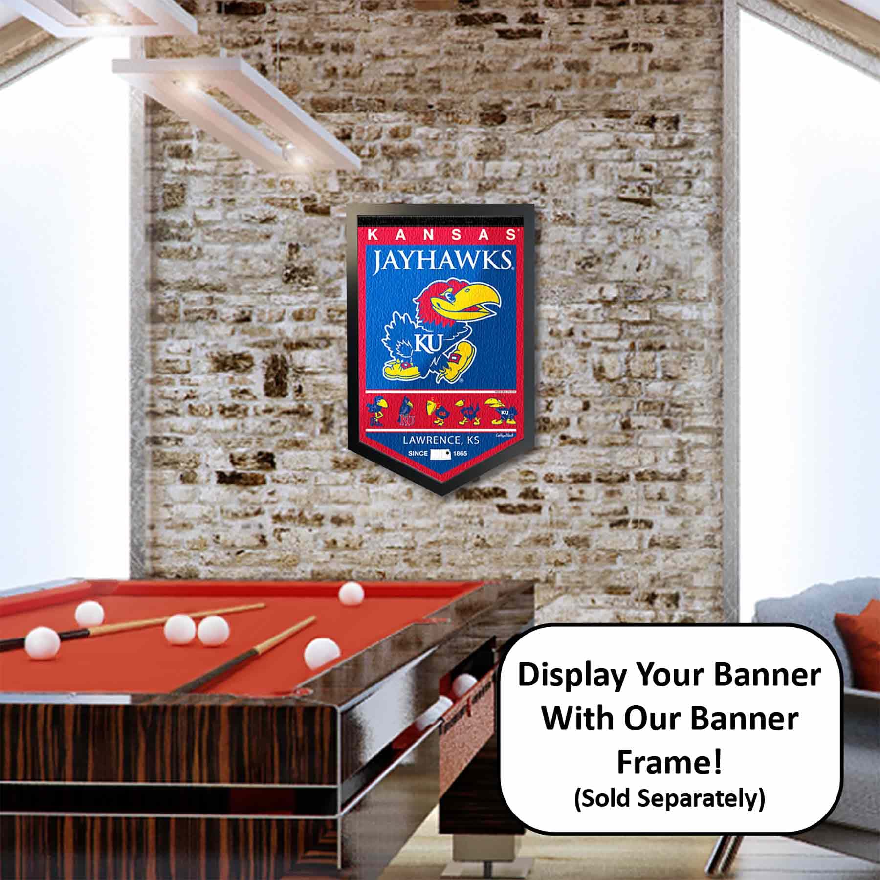 College Flags & Banners Co. Kansas KU Jayhawks Heritage History Banner Pennant - Sports Collectibles, Sports Memorabilia, Sports Fan Shop, Sports Gifts