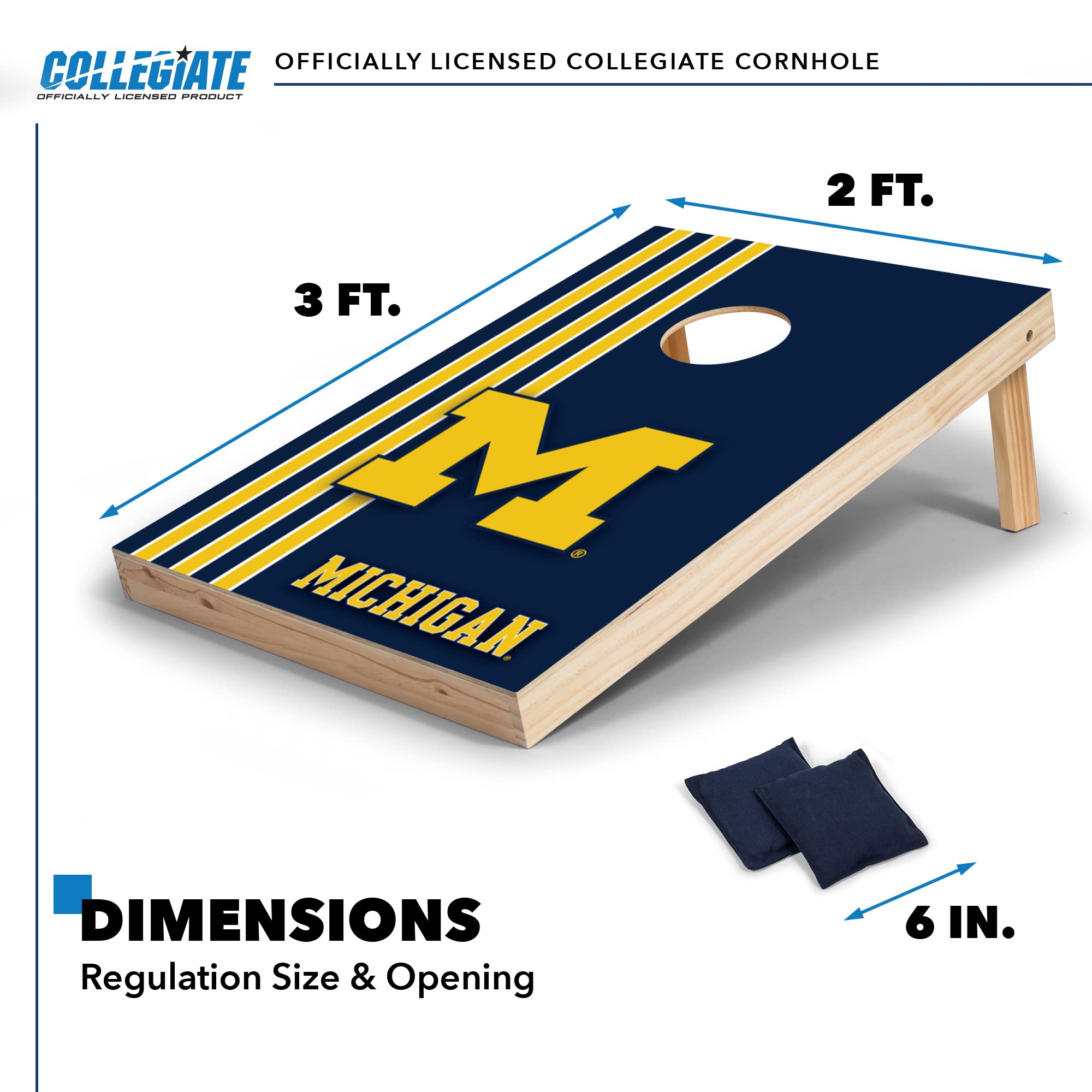 Wild Sports 2' x 3' Solid Wood Cornhole Set with Direct Print HD Team Graphics – Great Gift for Any NCAA Fan! Bean Bag Toss Family Outdoor Games – Michigan Wolverines - Sports Collectibles, Sports Memorabilia, Sports Fan Shop, Sports Gifts