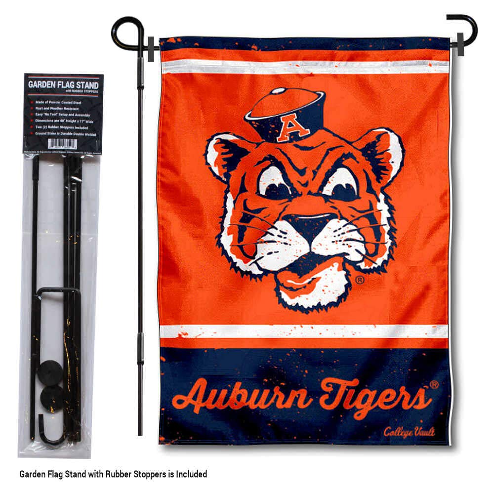 WinCraft Auburn Vintage Retro Throwback Garden Flag with Stand Holder - Sports Collectibles, Sports Memorabilia, Sports Fan Shop, Sports Gifts