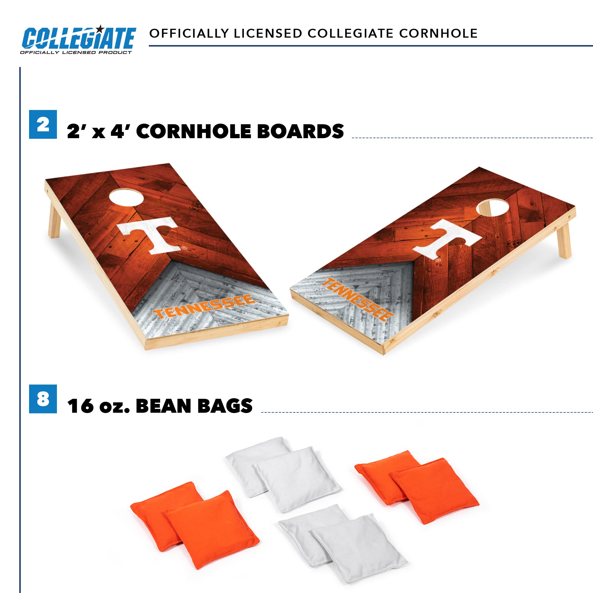 Wild Sports Tennessee Volunteers 2' x 4' Regulation Size Solid Wood College Cornhole Set with Direct Print HD Team Graphics Great Gift for Any NCAA Fan! Bean Bag Toss Family Outdoor Game - Sports Collectibles, Sports Memorabilia, Sports Fan Shop, Sports Gifts