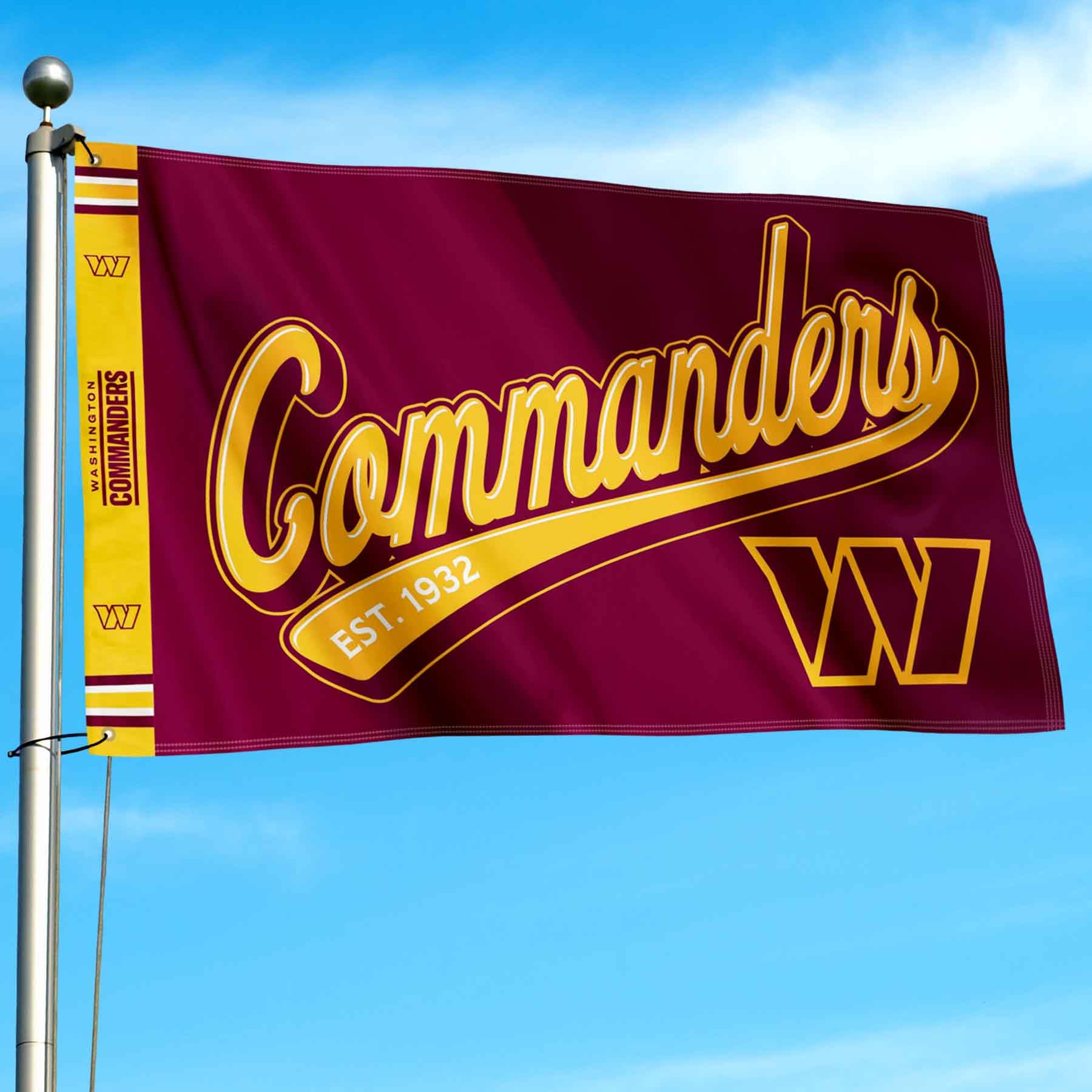 WinCraft Washington Commanders Script Logo Premium Flag - Sports Collectibles, Sports Memorabilia, Sports Fan Shop, Sports Gifts
