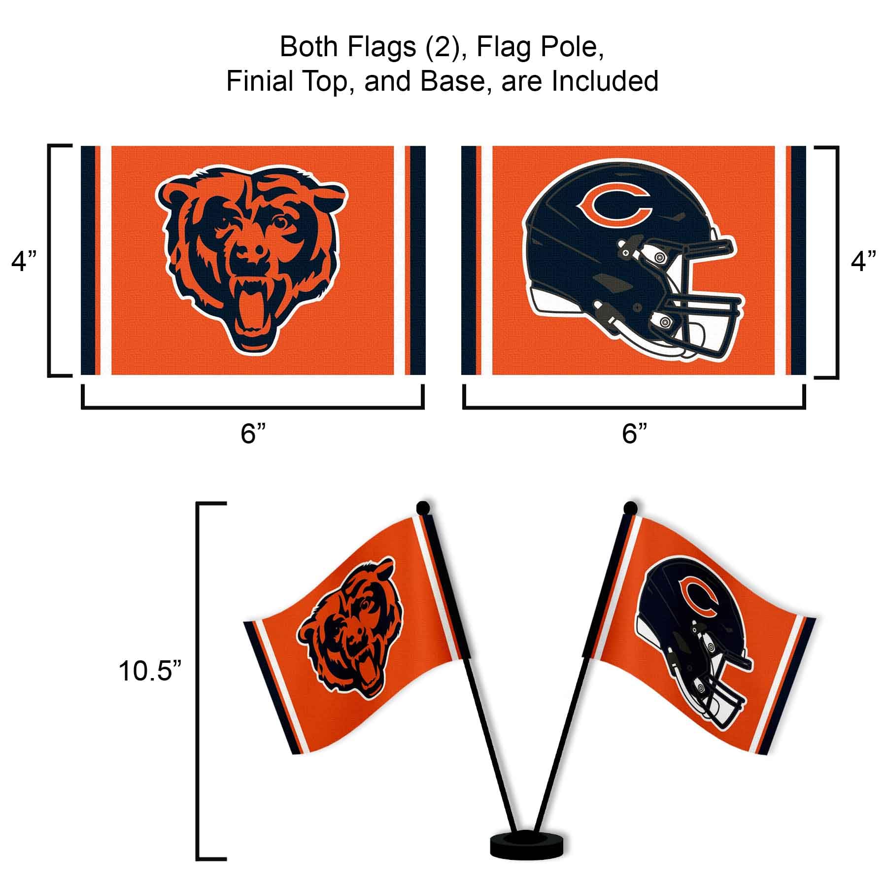 WinCraft Chicago Bears Desk and Table Top Flags - Sports Collectibles, Sports Memorabilia, Sports Fan Shop, Sports Gifts