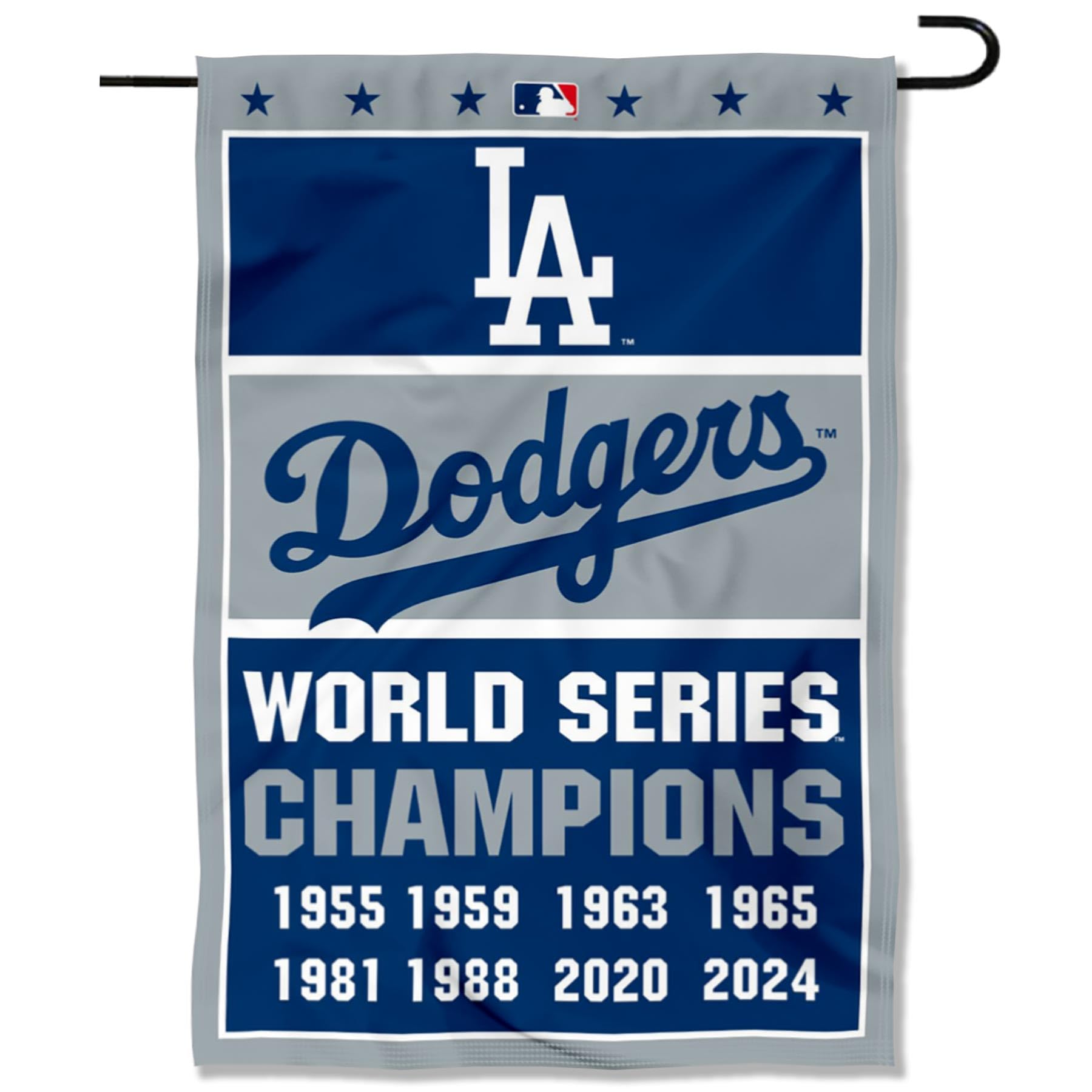 WinCraft Dodgers 8 Time World Champions Series Double Sided Garden Flag - Sports Collectibles, Sports Memorabilia, Sports Fan Shop, Sports Gifts
