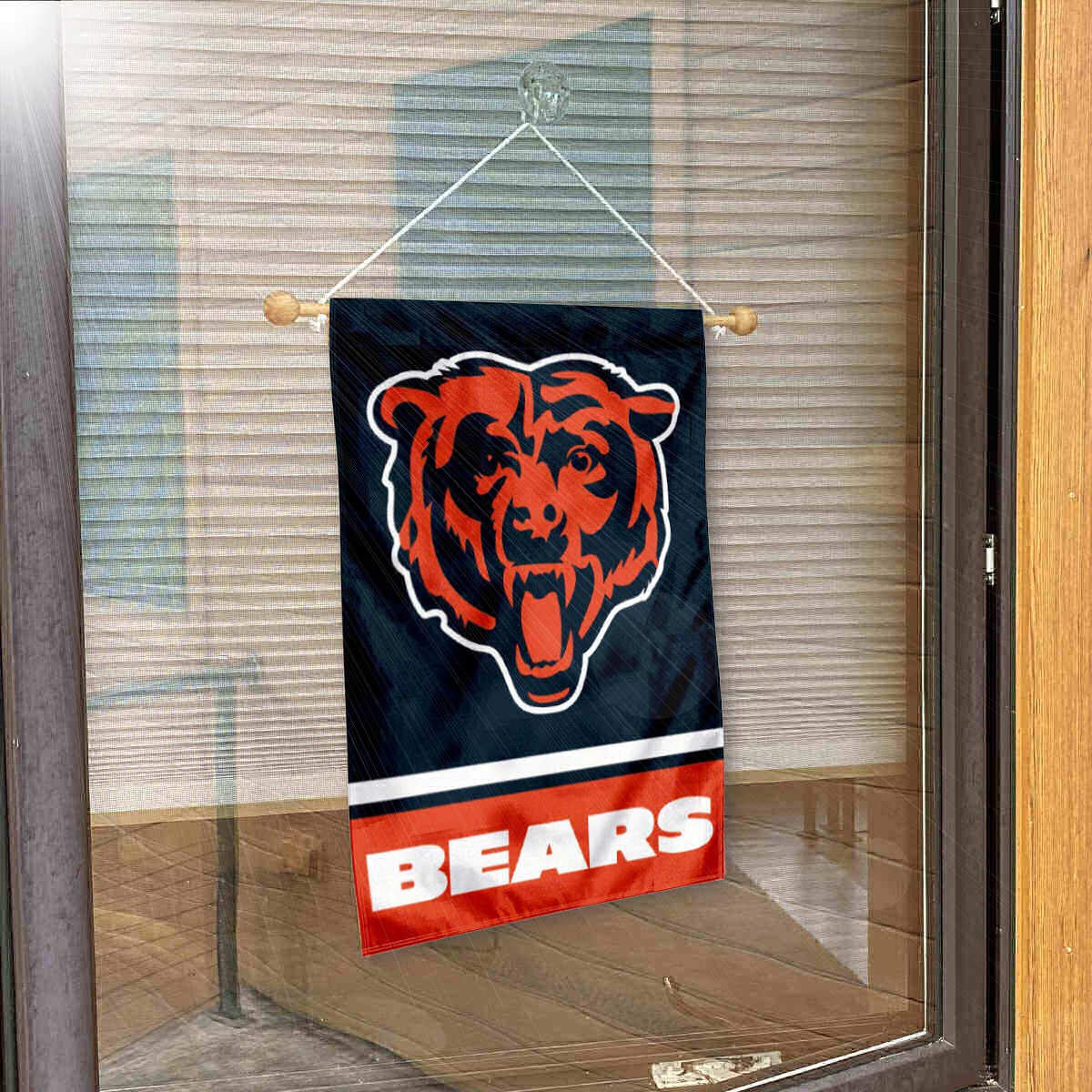 Chicago Bears Bear Head Banner Window Wall Hanging Flag with Suction Cup - Sports Collectibles, Sports Memorabilia, Sports Fan Shop, Sports Gifts