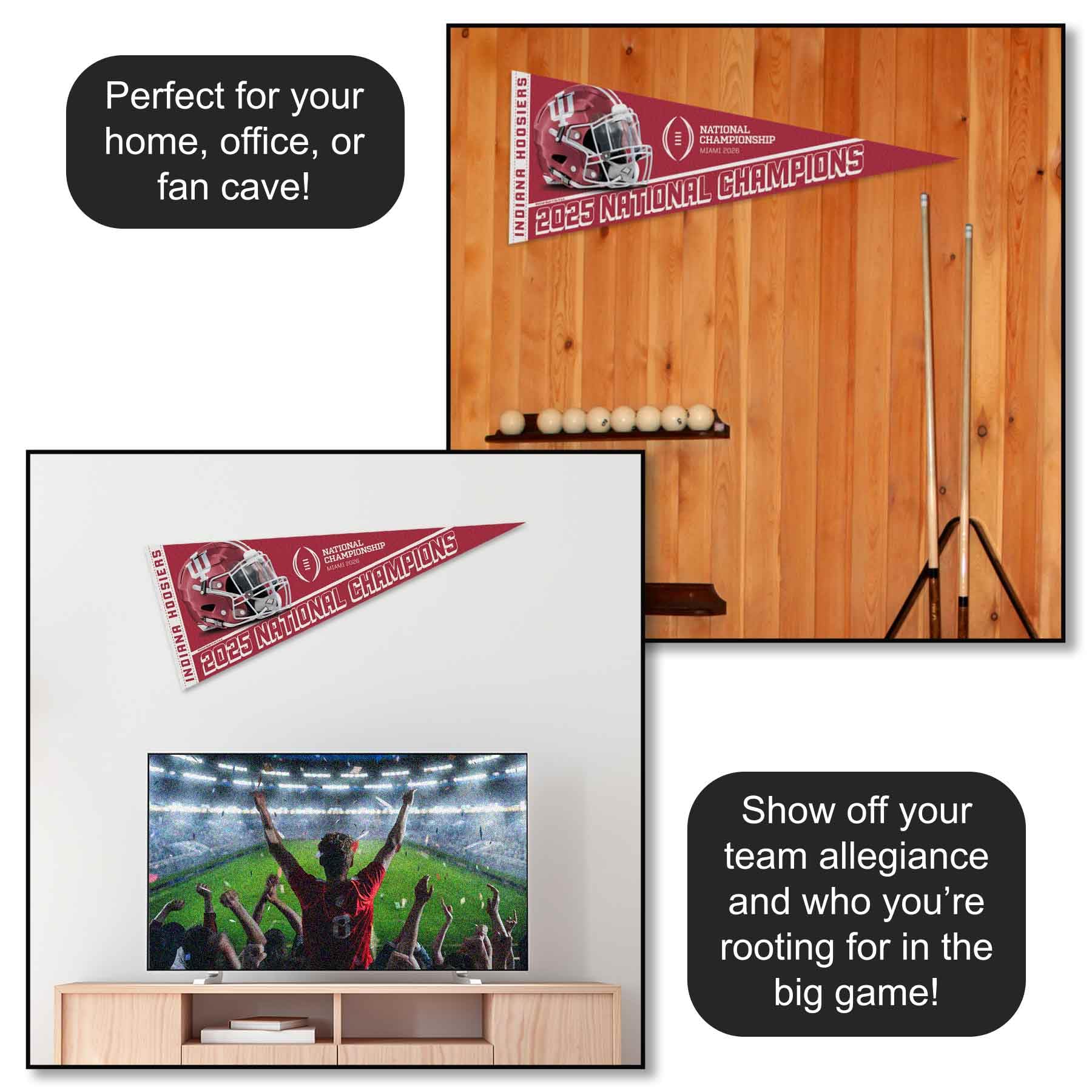 Indiana Hoosiers 2025 National Champions Pennant Banner Flag - Sports Gifts, Sports Memorabilia, Sports Collectibles, Fan Shop