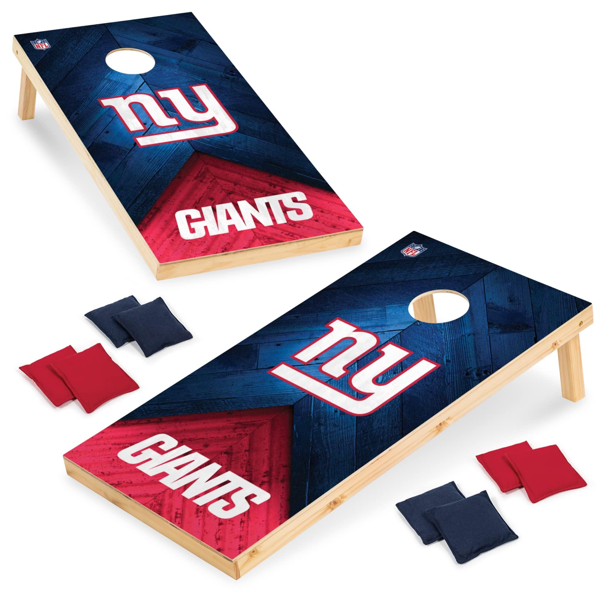 Wild Sports NFL New York Giants 2' x 4' Regulation Size Solid Wood Cornhole Set with Direct Print HD Team Graphics - Sports Collectibles, Sports Memorabilia, Sports Fan Shop, Sports Gifts