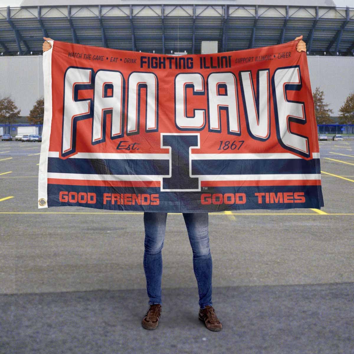 Illinois Fighting Illini Fan Man Cave Banner Flag - Sports Collectibles, Sports Memorabilia, Sports Fan Shop, Sports Gifts