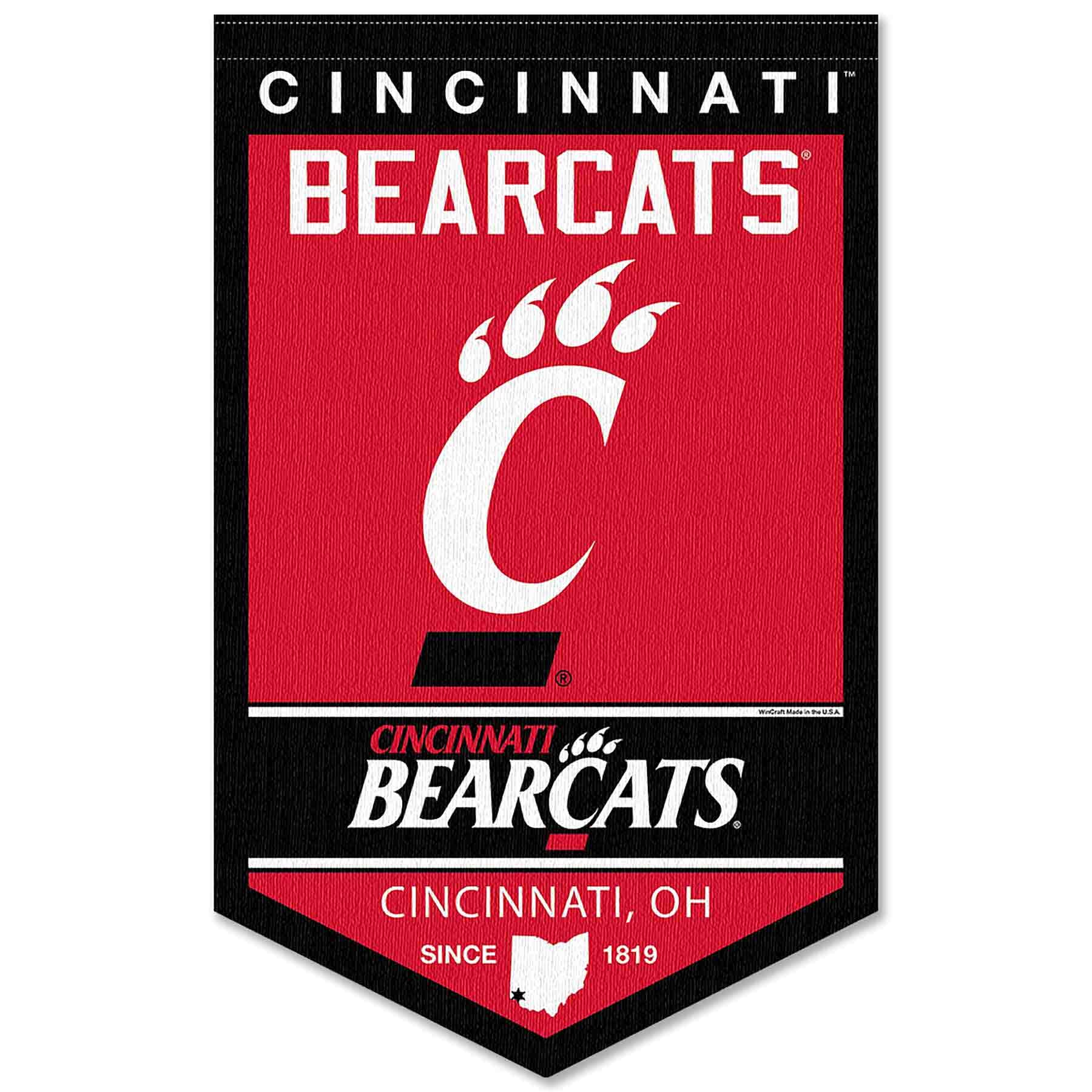 College Flags & Banners Co. Cincinnati Bearcats Heritage History Banner Pennant - Sports Collectibles, Sports Memorabilia, Sports Fan Shop, Sports Gifts