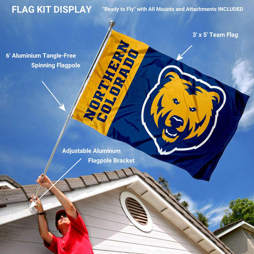 Northern Colorado Bears Flag and Pole Bracket Mount Bundle - Sports Collectibles, Sports Memorabilia, Sports Fan Shop, Sports Gifts